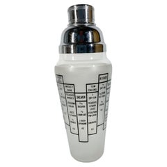 Art Deco Frosted Recipe Cocktail Shaker with 2 Panels of 7 Recipes Each