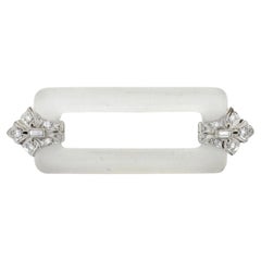 Art Deco Frosted Rock Crystal Diamond Brooch