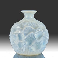 Art Deco Frosted & Stained Glass Vase entitled "Ormeaux Vase" by René Lalique