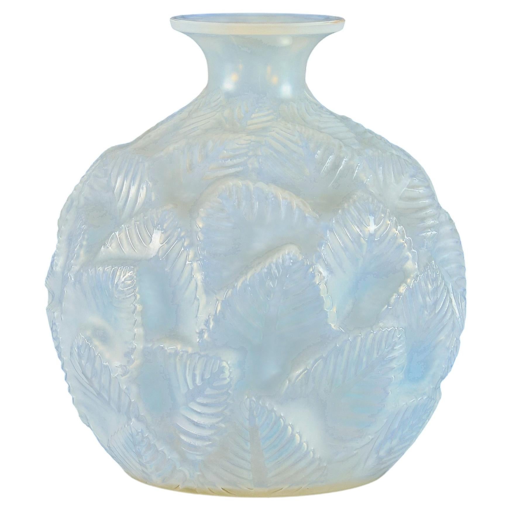 Art Deco Frosted & Stained Glass Vase entitled "Ormeaux Vase" by René Lalique