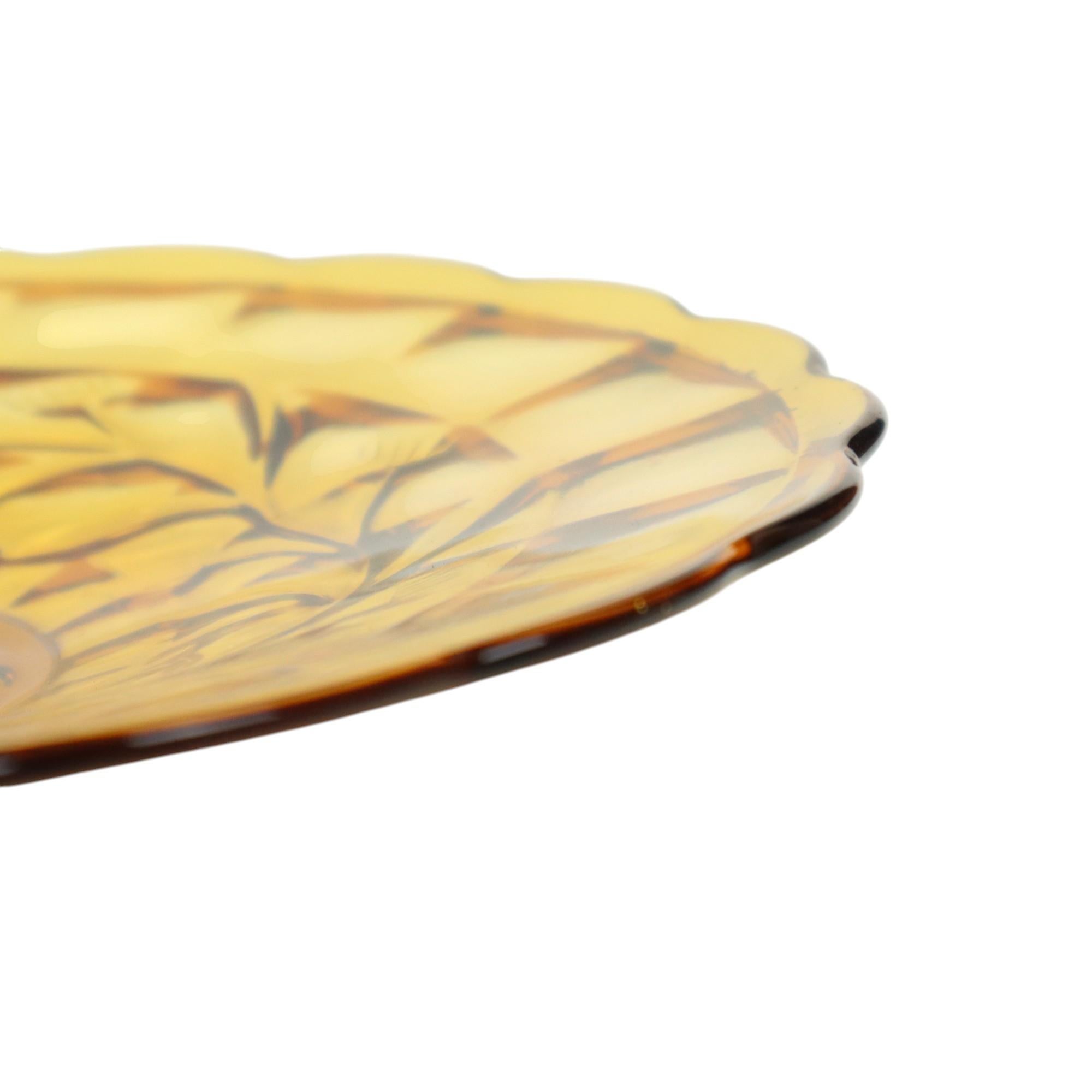 Art Deco Obstschale Bernstein Pressglas Fait en Belgique im Angebot 4