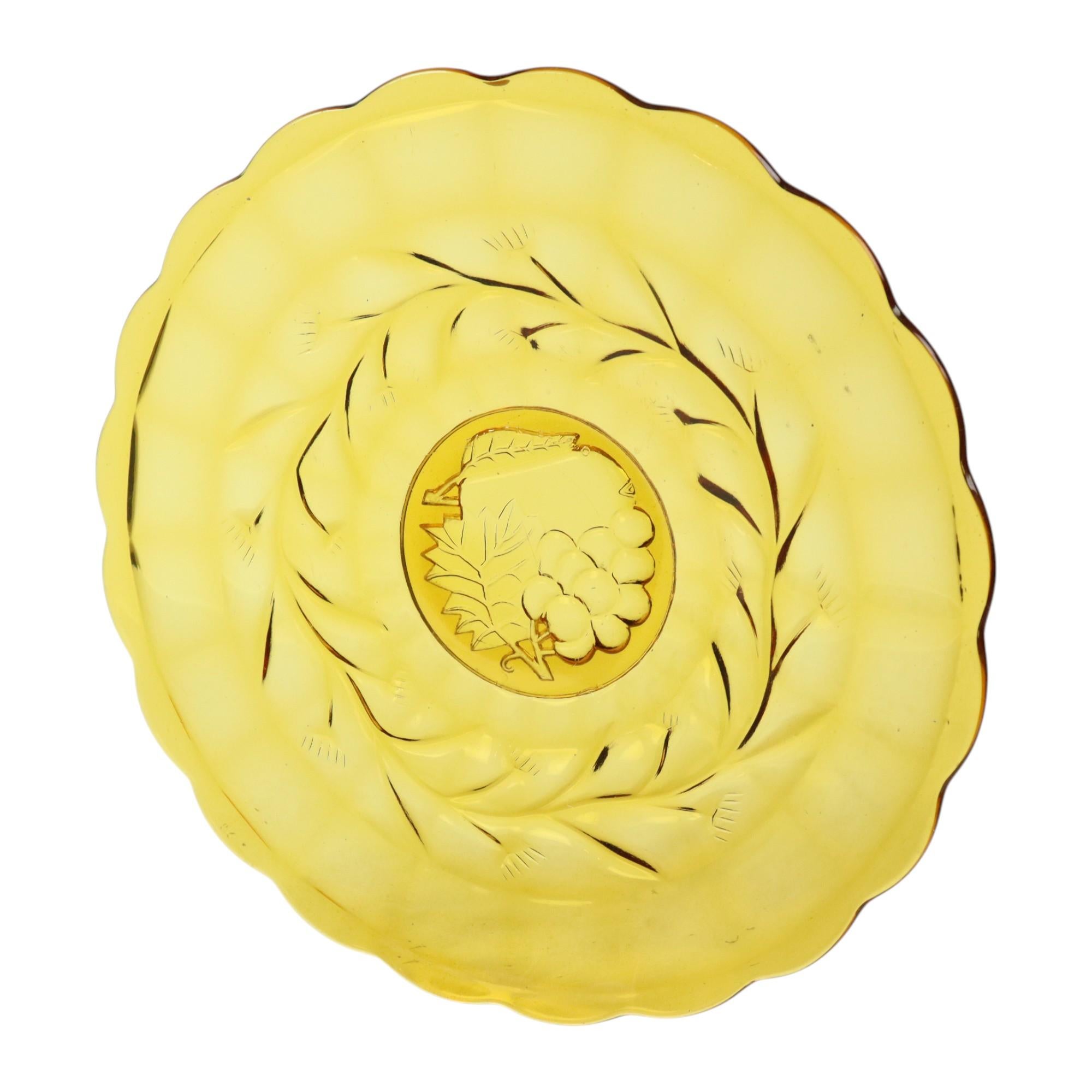 Art Deco Obstschale Bernstein Pressglas Fait en Belgique im Zustand „Gut“ im Angebot in Poperinge, BE