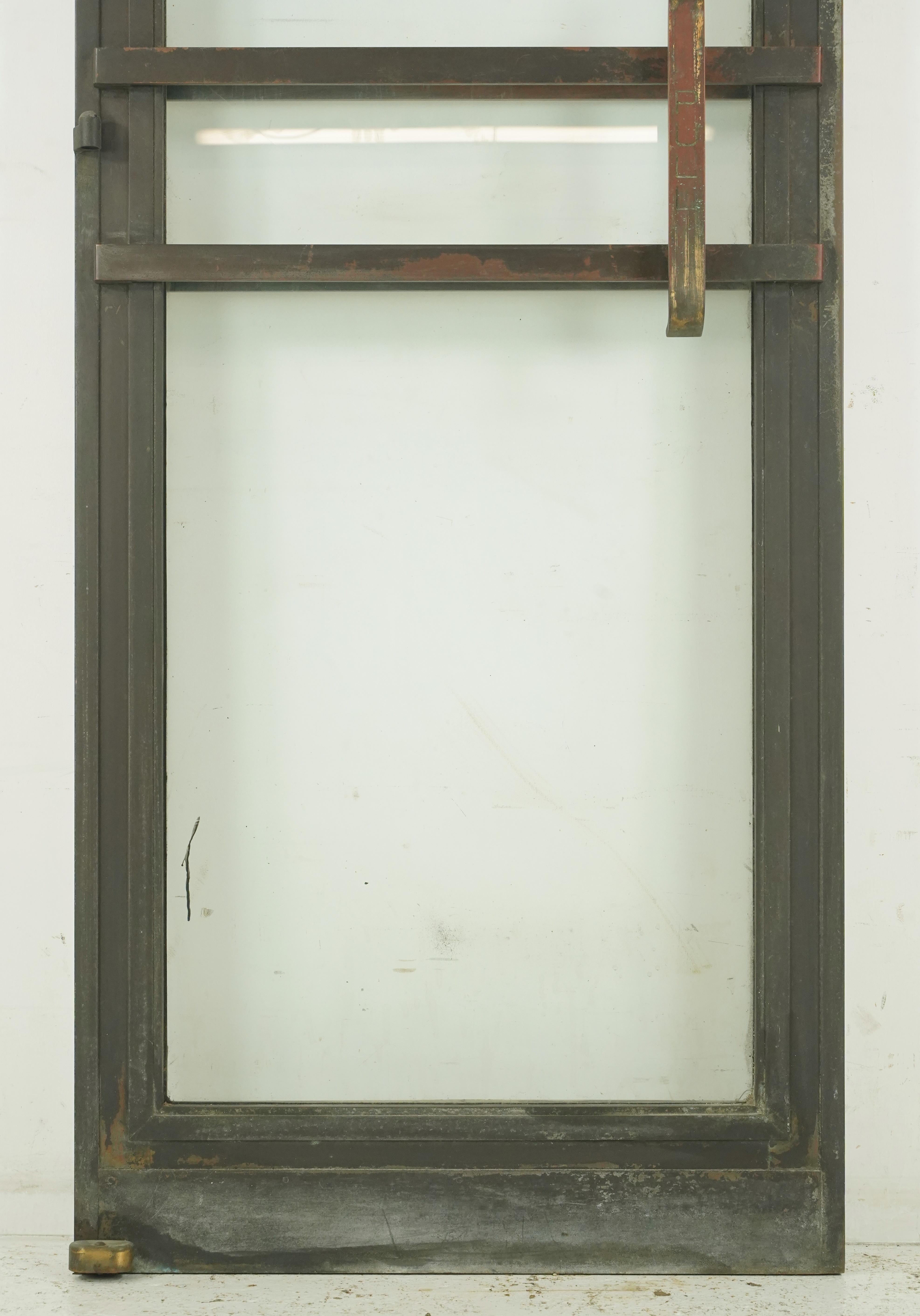 Art Deco Full Glass Bronze Commercial Door 83.5 x 31.75 in. In Good Condition For Sale In New York, NY
