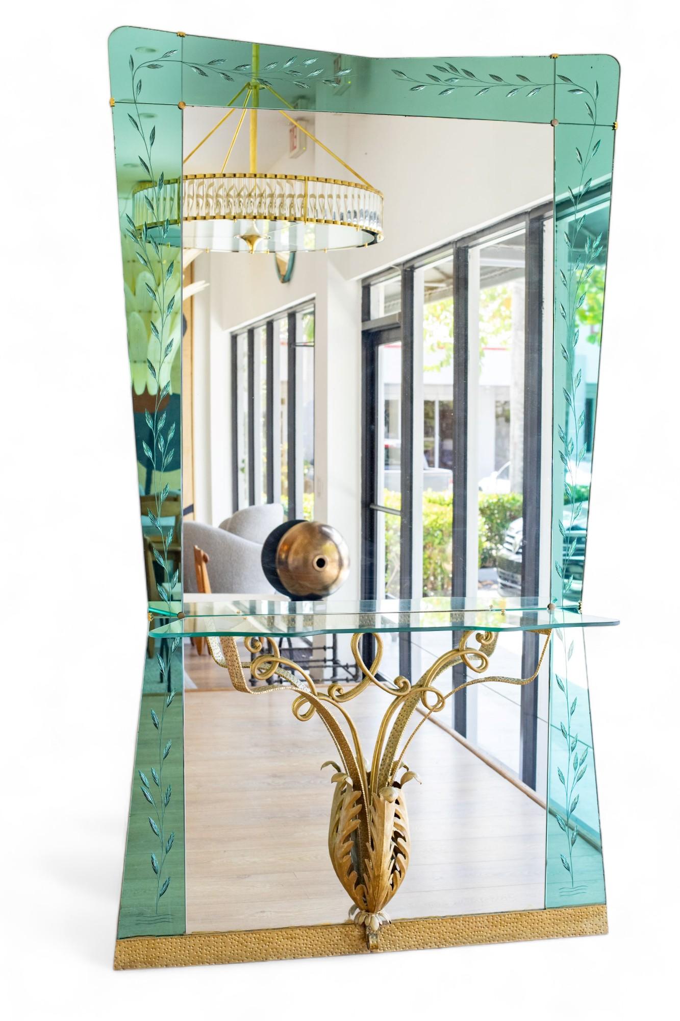 Art Deco Spiegel und Konsole für den Flur, Italien 1940er Jahre (Art déco) im Angebot
