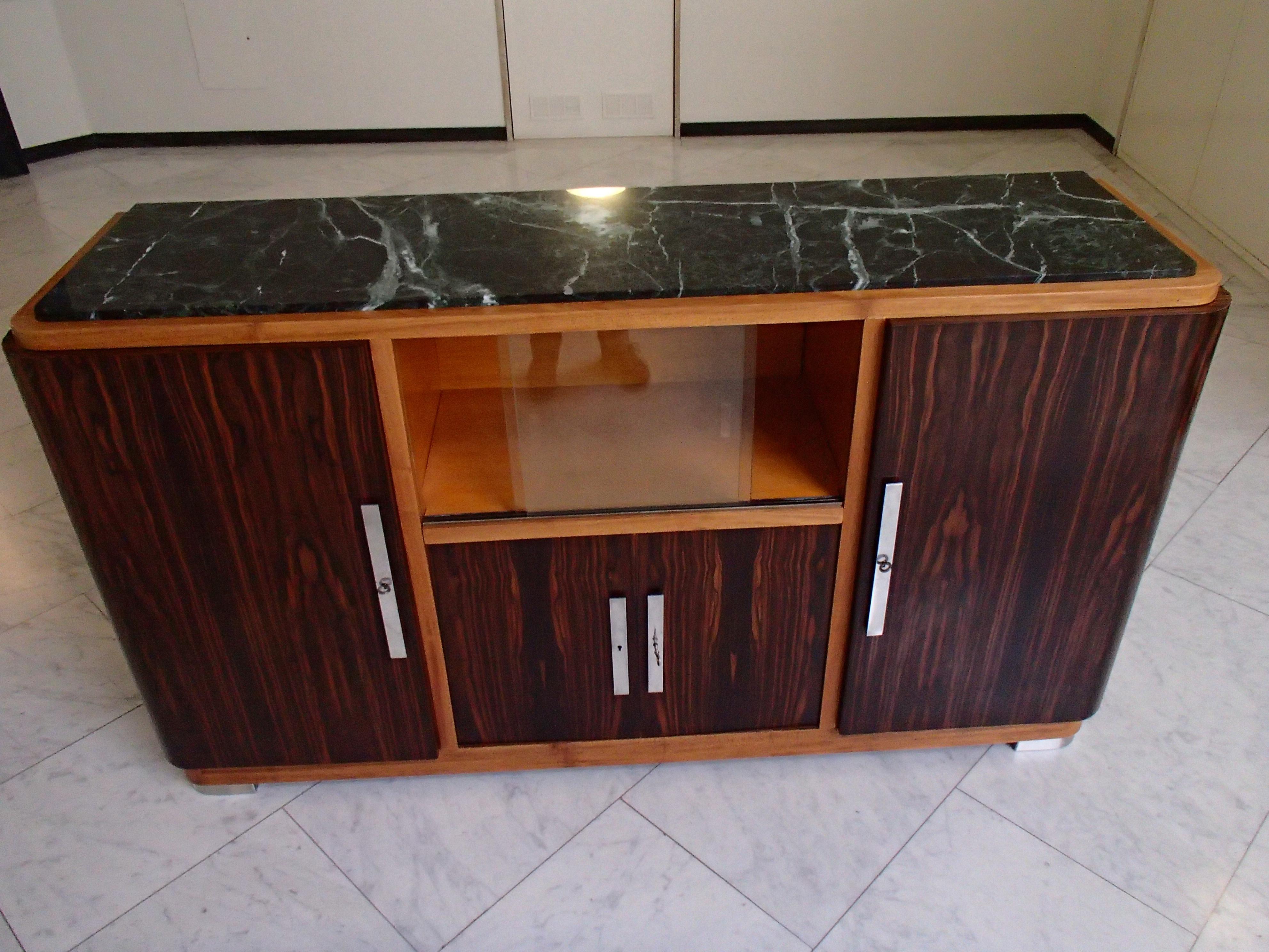 Art Deco Full Mahogany and Ebene de Macassar Sideboard For Sale 3