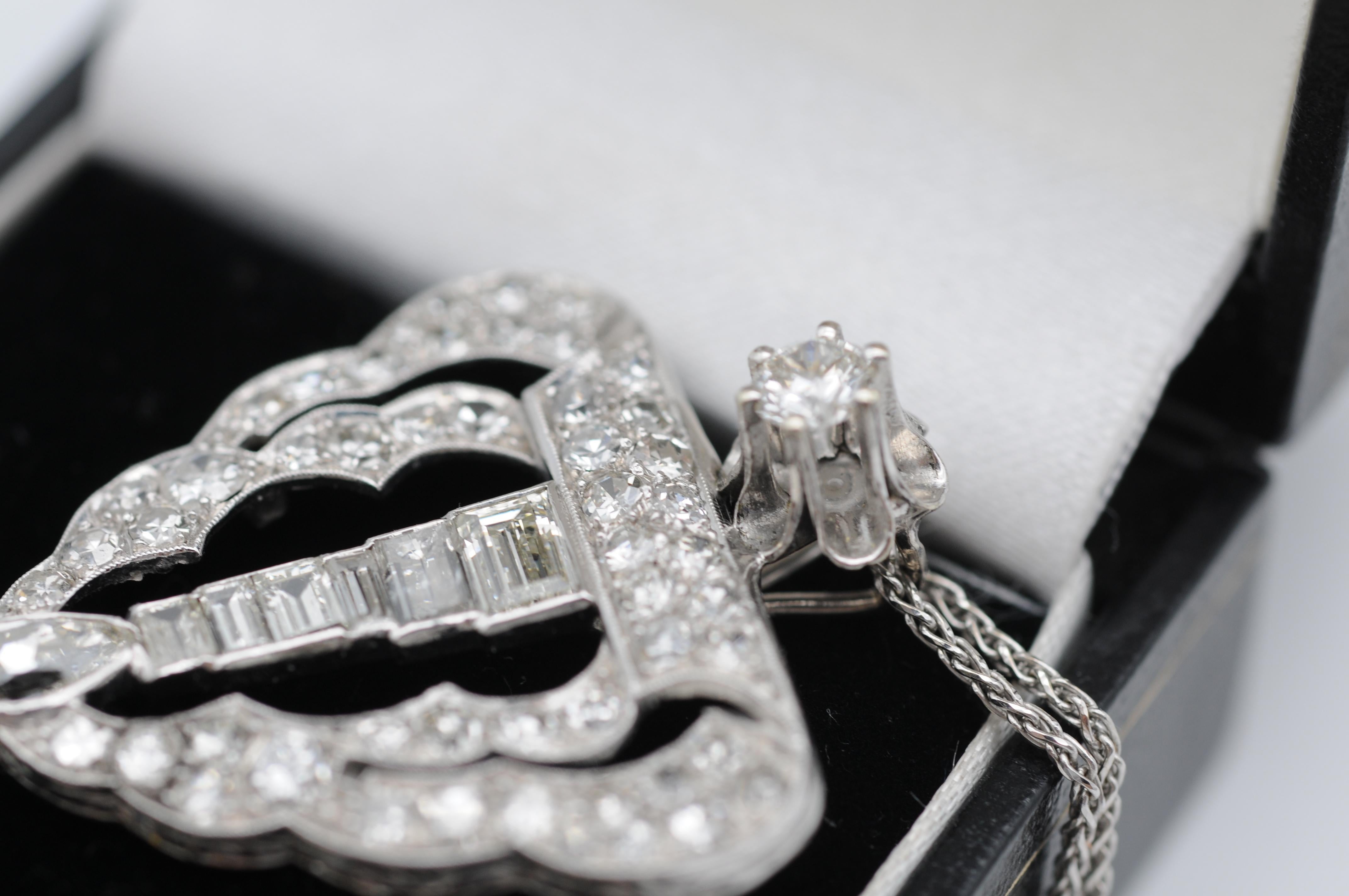 Art Deco full set diamond necklace with emerald 18k whitegold For Sale 14
