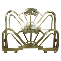 Art Deco Full Size Arched Brass Bed Frame Headboard and Footboard