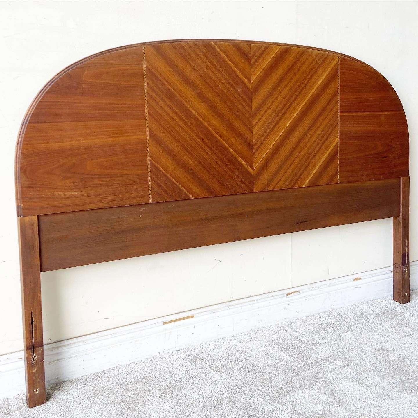 Art Deco Full Size Wooden Headboard & Footboard 4