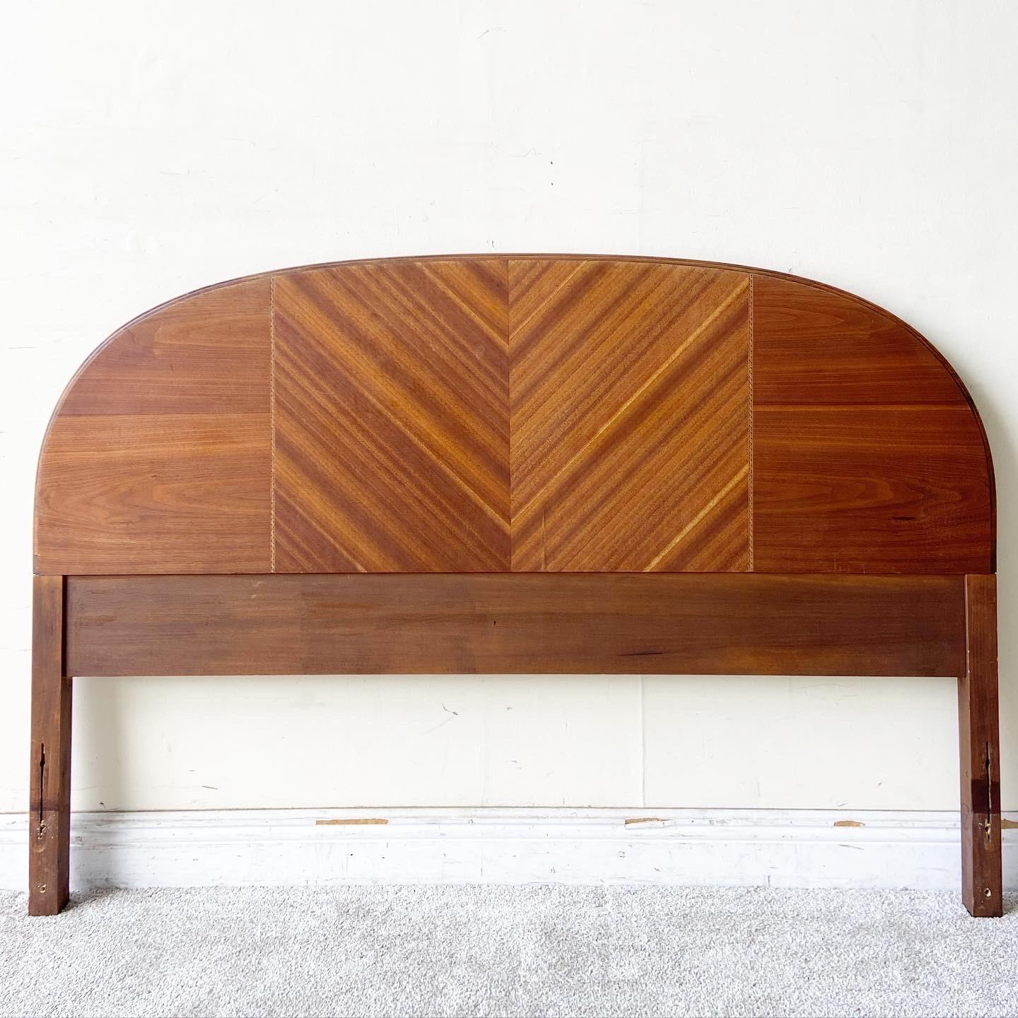Amazing Art Deco full size wooden headboard with footboard. Each feature fantastically finished veneers.
