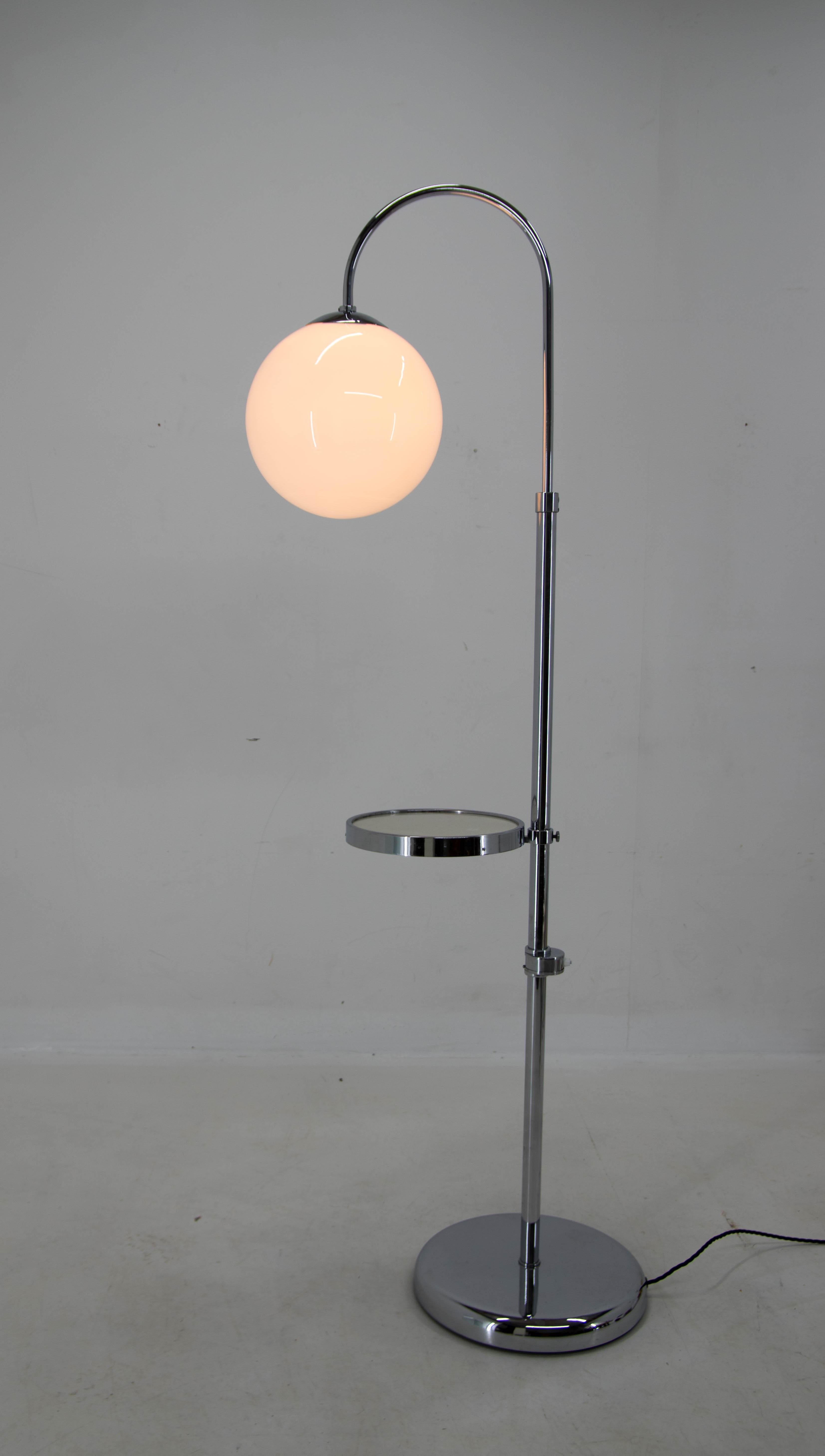 Czech Art Deco / Functionalist Floor Lamp, 1930s, Restored For Sale