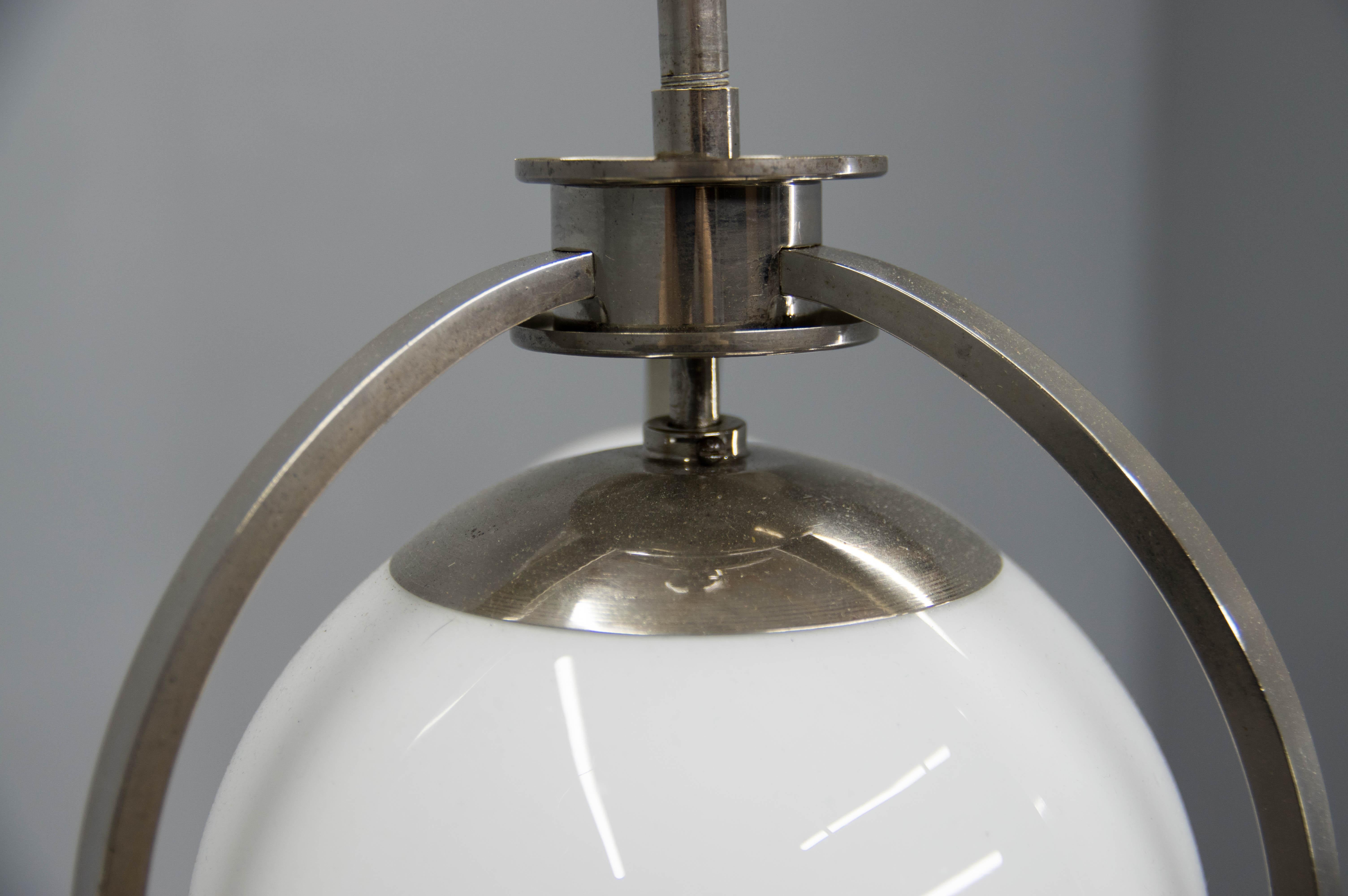 Art Deco / Functionalist Nickel Chandelier, 1930s For Sale 4