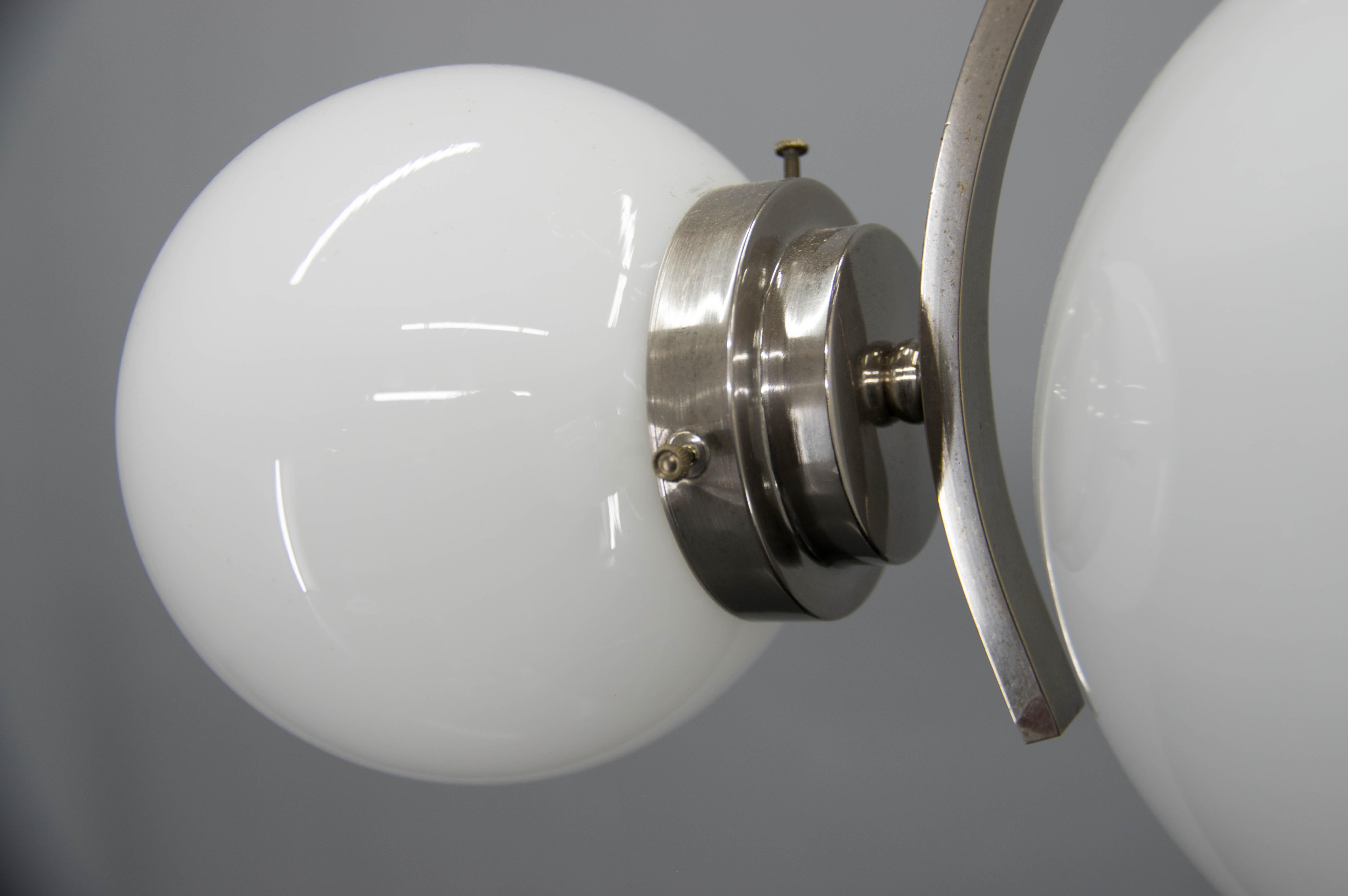 Art Deco / Functionalist Nickel Chandelier, 1930s For Sale 5