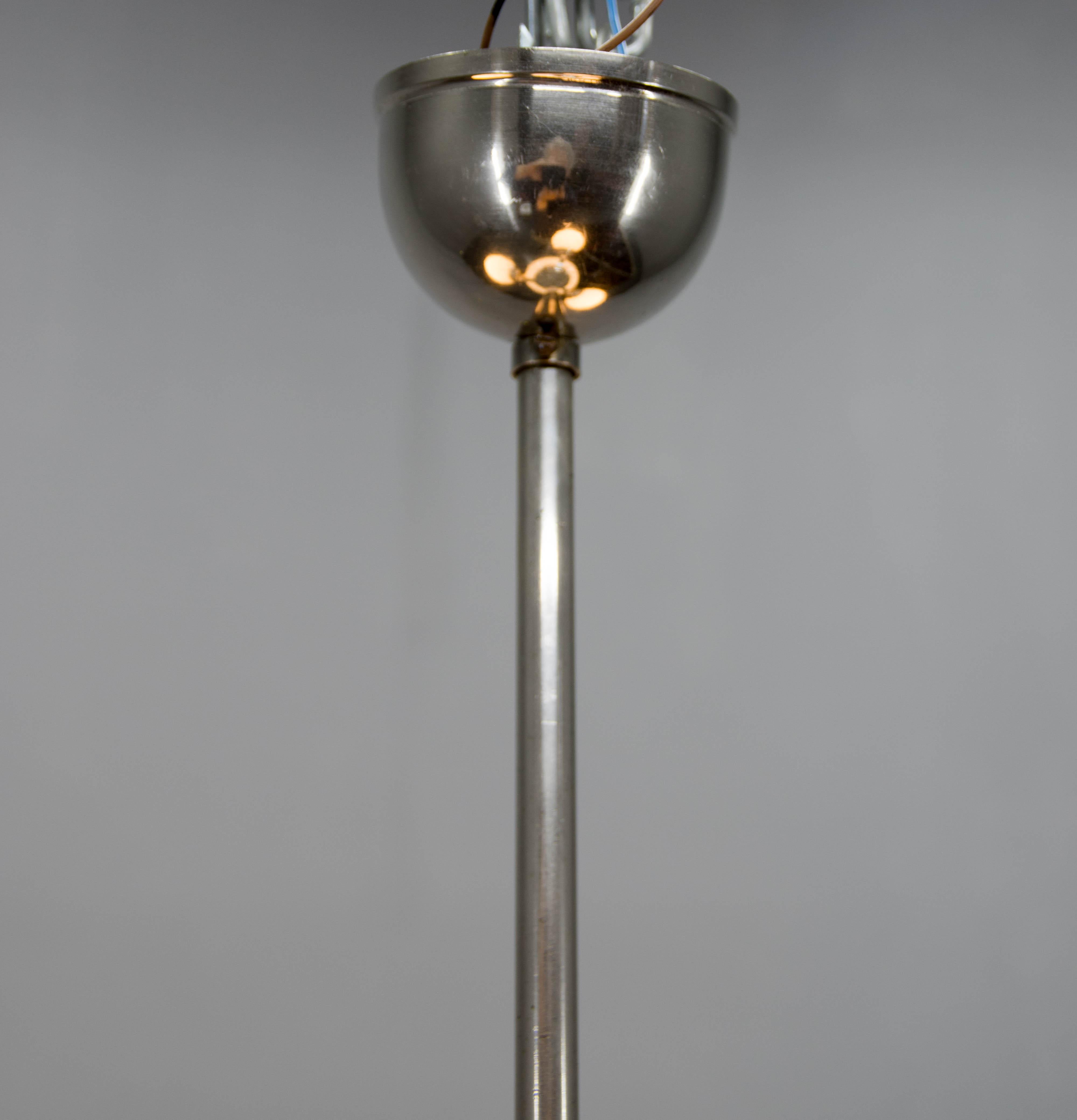Art Deco / Functionalist Nickel Chandelier, 1930s For Sale 3
