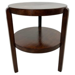 Table d'appoint ronde de style Art déco / fonctionnaliste avec étagère, par Thonet-Mundus