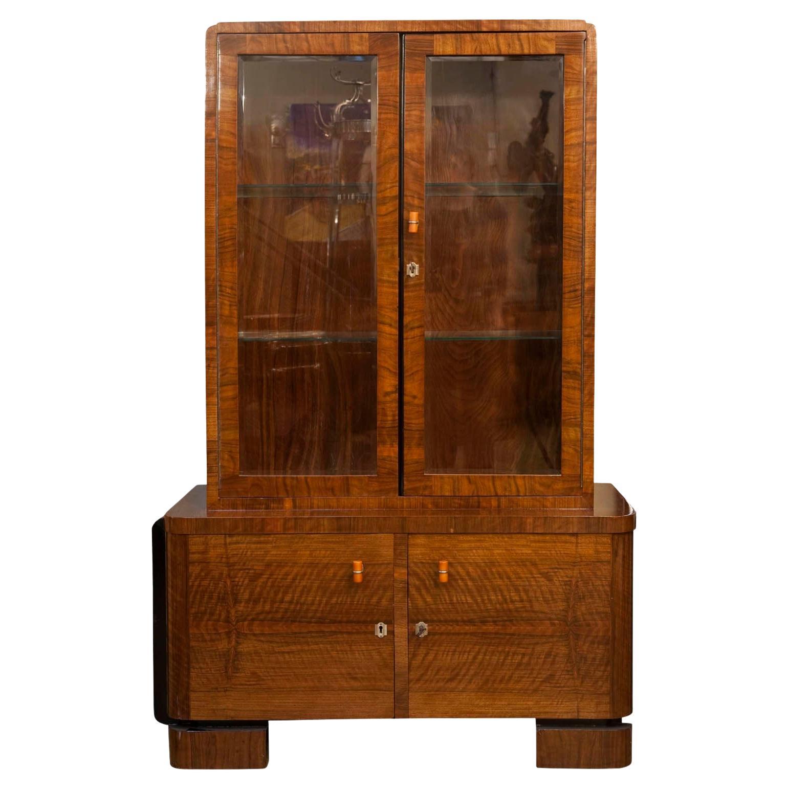 Art Deco Furniture, 1920, French, Materials: Wood and Glass For Sale