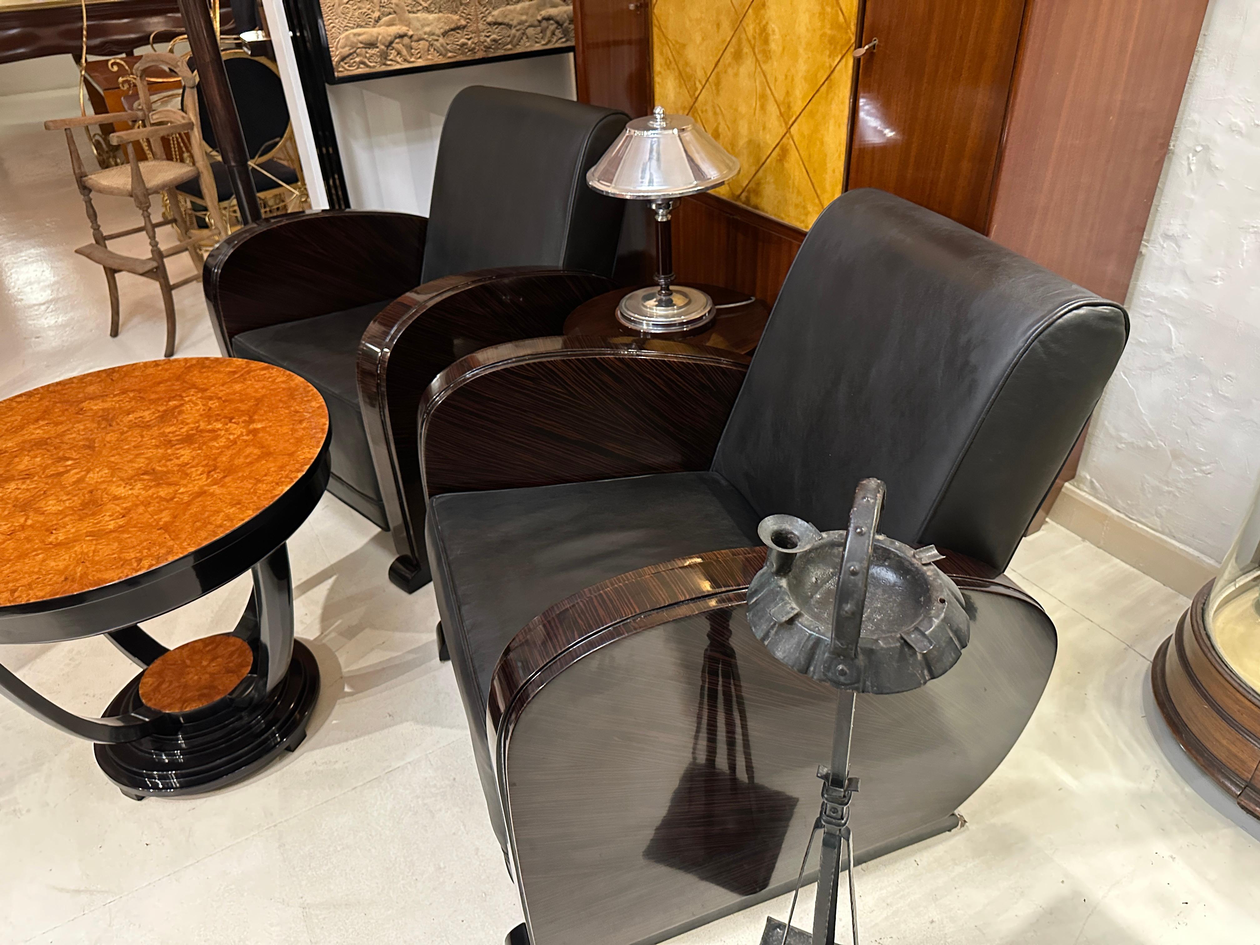Art Deco Furniture in Wood and parchment leather, 1920, French For Sale 10