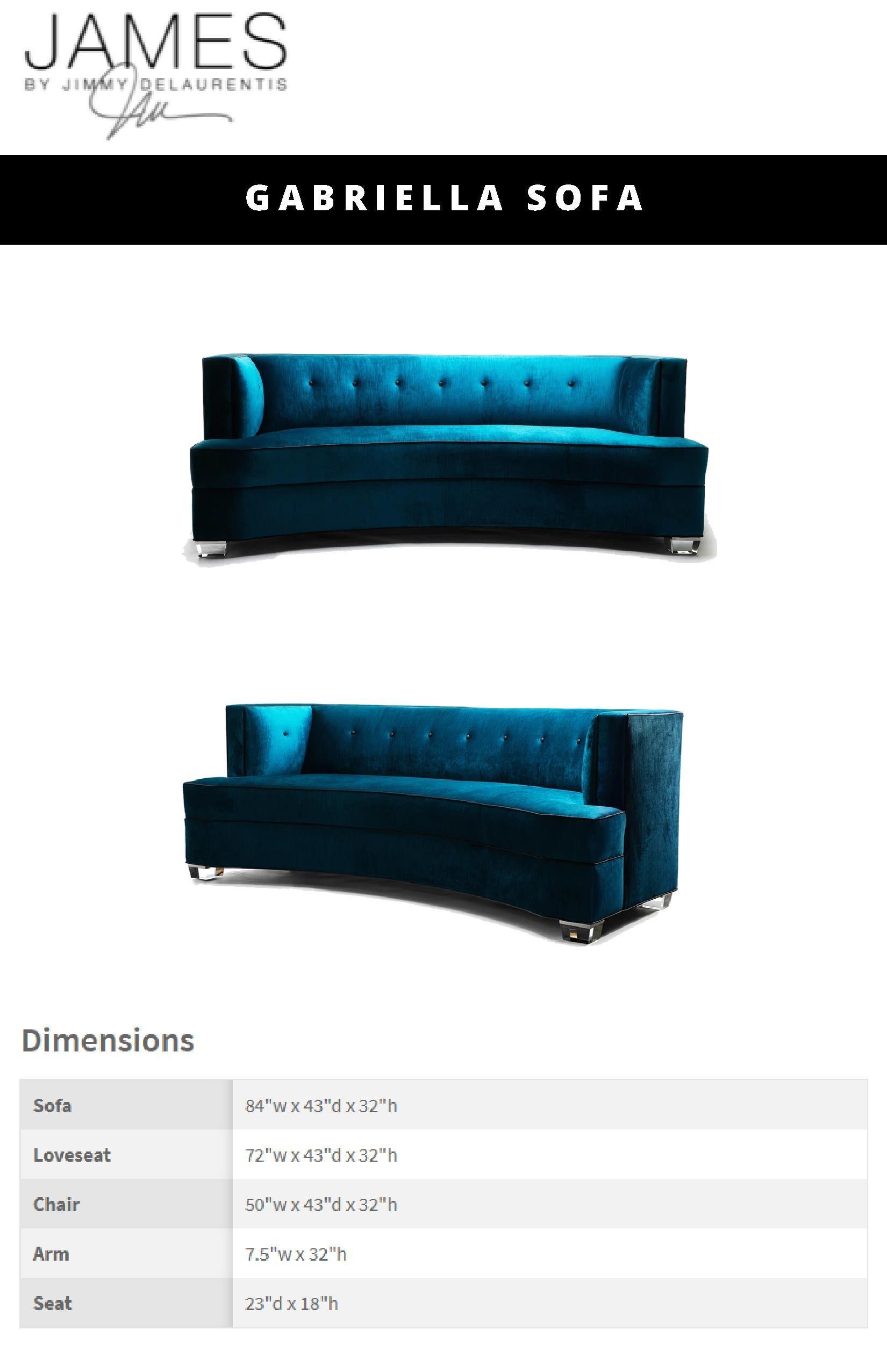 Leather Art Deco Gabriella Curved Sofa Handcrafted by JAMES by Jimmy DeLaurentis For Sale