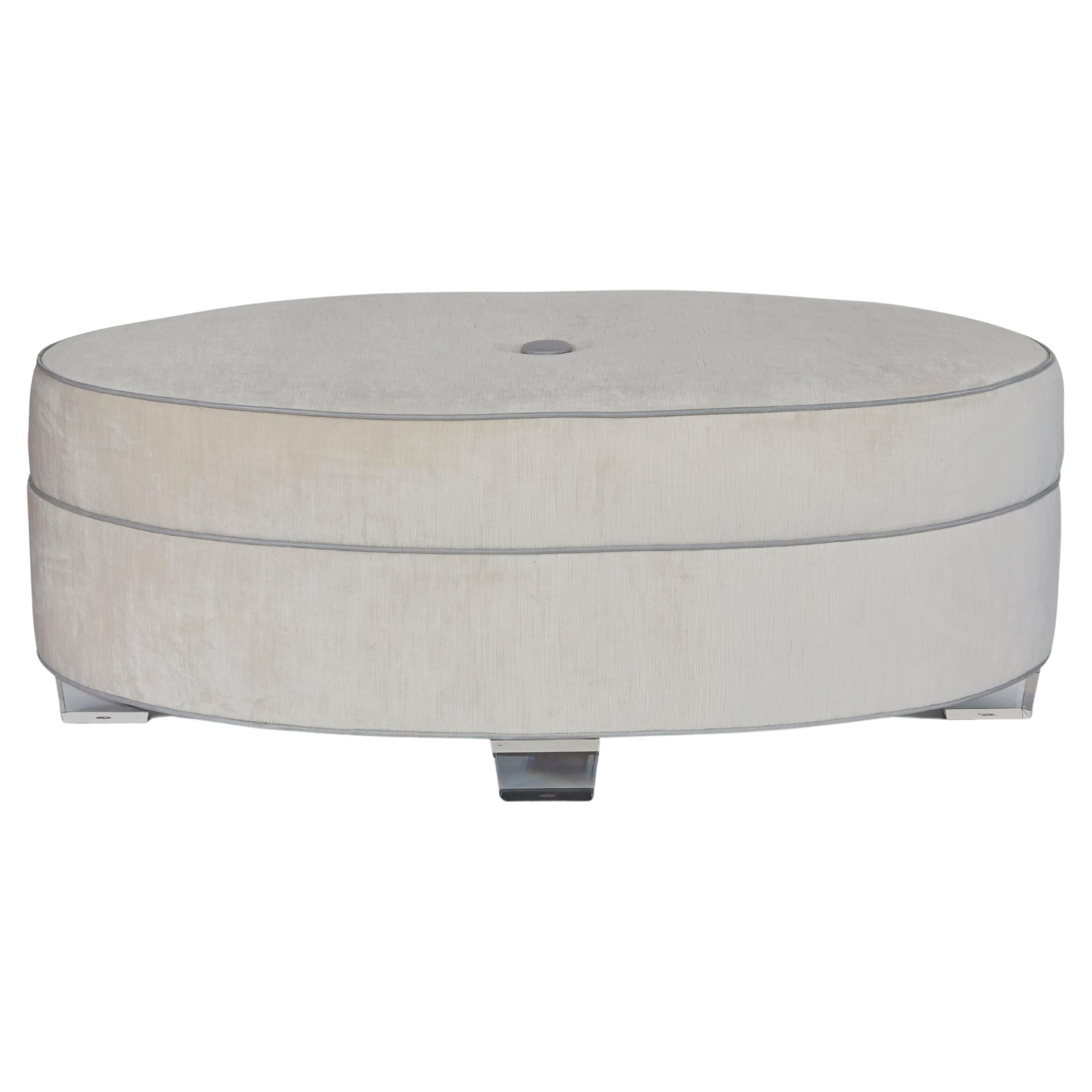 Make no mistake of underestimating our Gabriella Ottoman; she commands attention immediately upon taking up residence. Her classic oval shape, graced with tufted-top detail and distinguished leg finish engender a design allowing for a multitude of