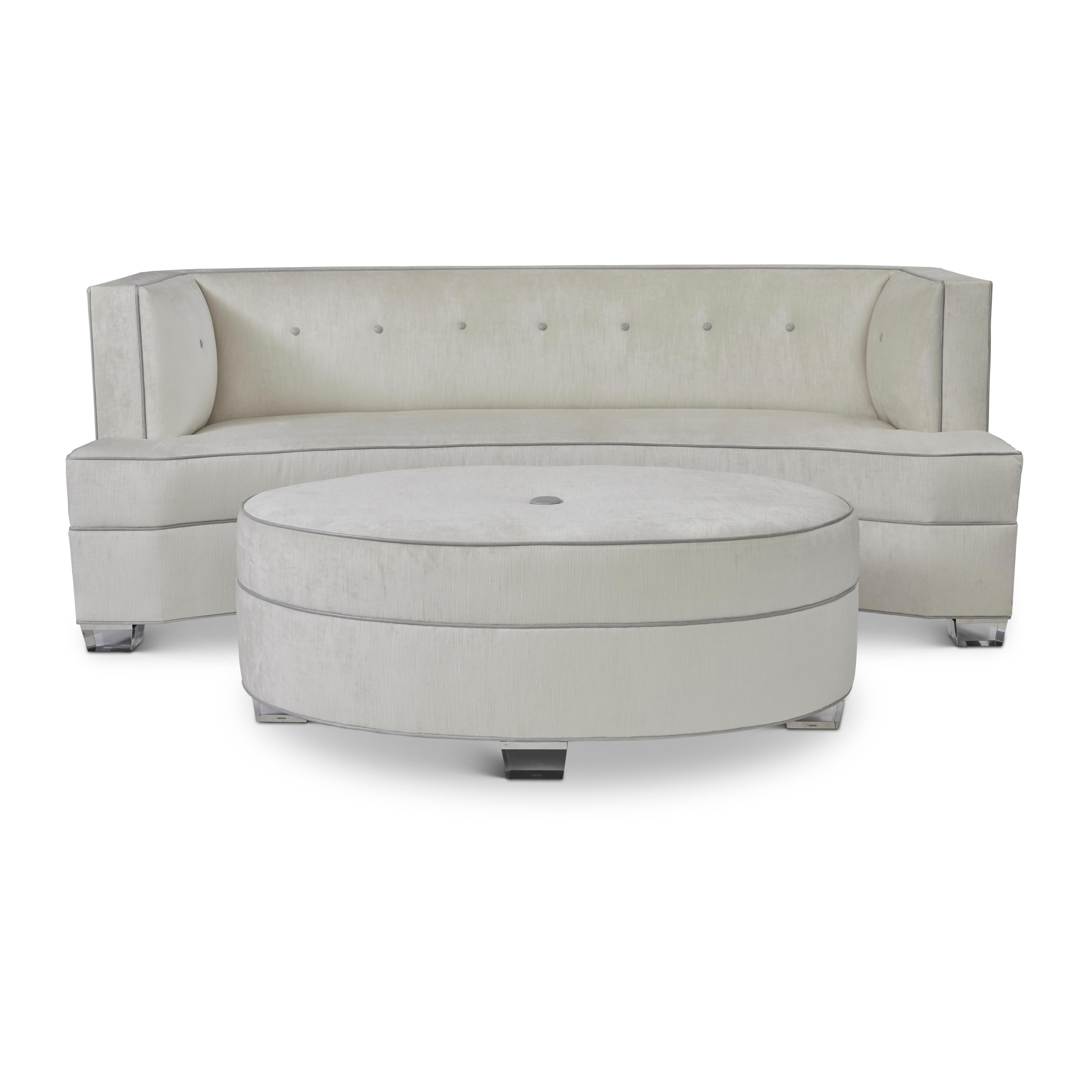 Hand-Crafted Art Deco Gabriella Ottoman Handcrafted by James by Jimmy Delaurentis For Sale