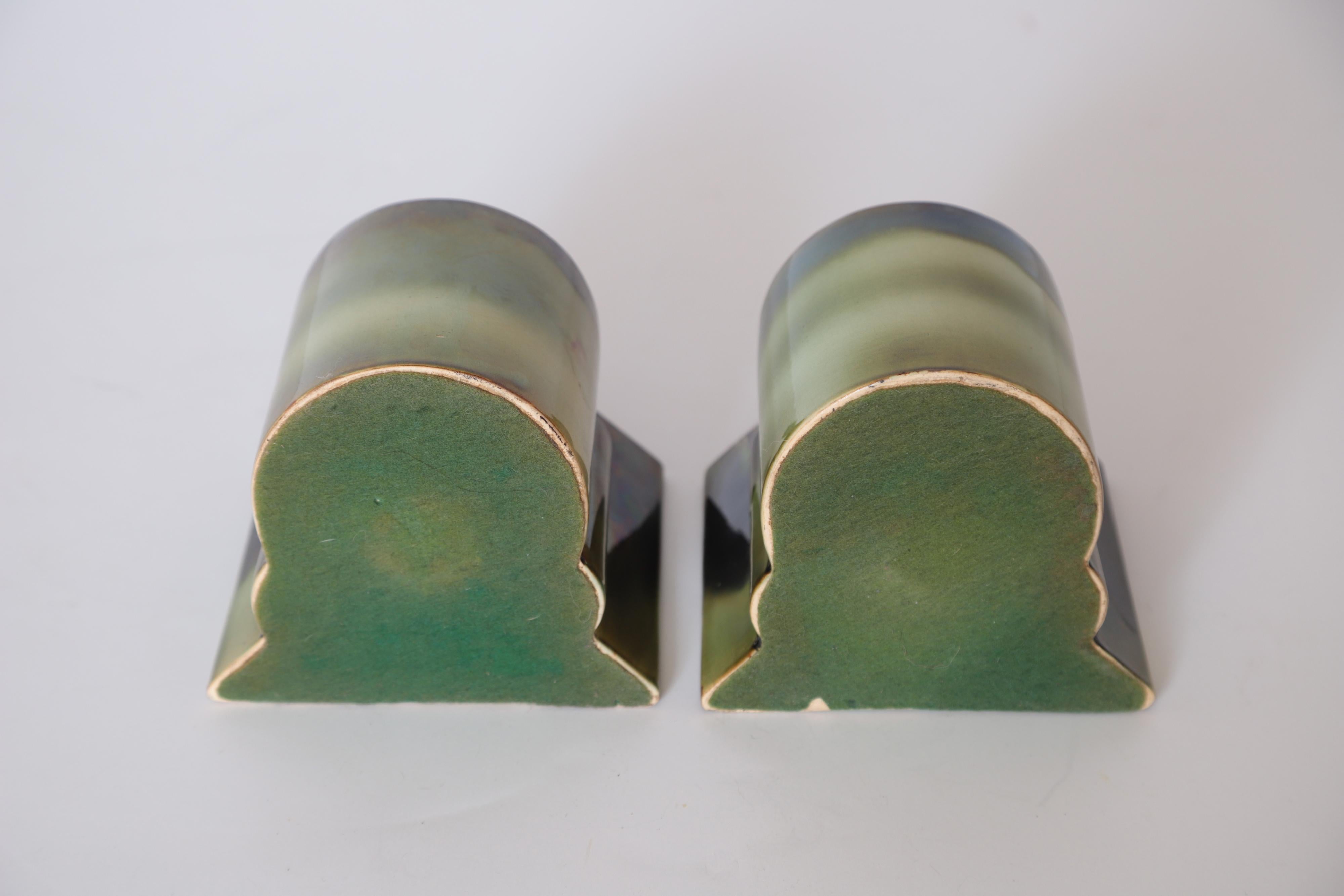 Art Deco Gale Turnbull for Leigh Potters Bookends, circa 1929, Leigh Art Ware 3