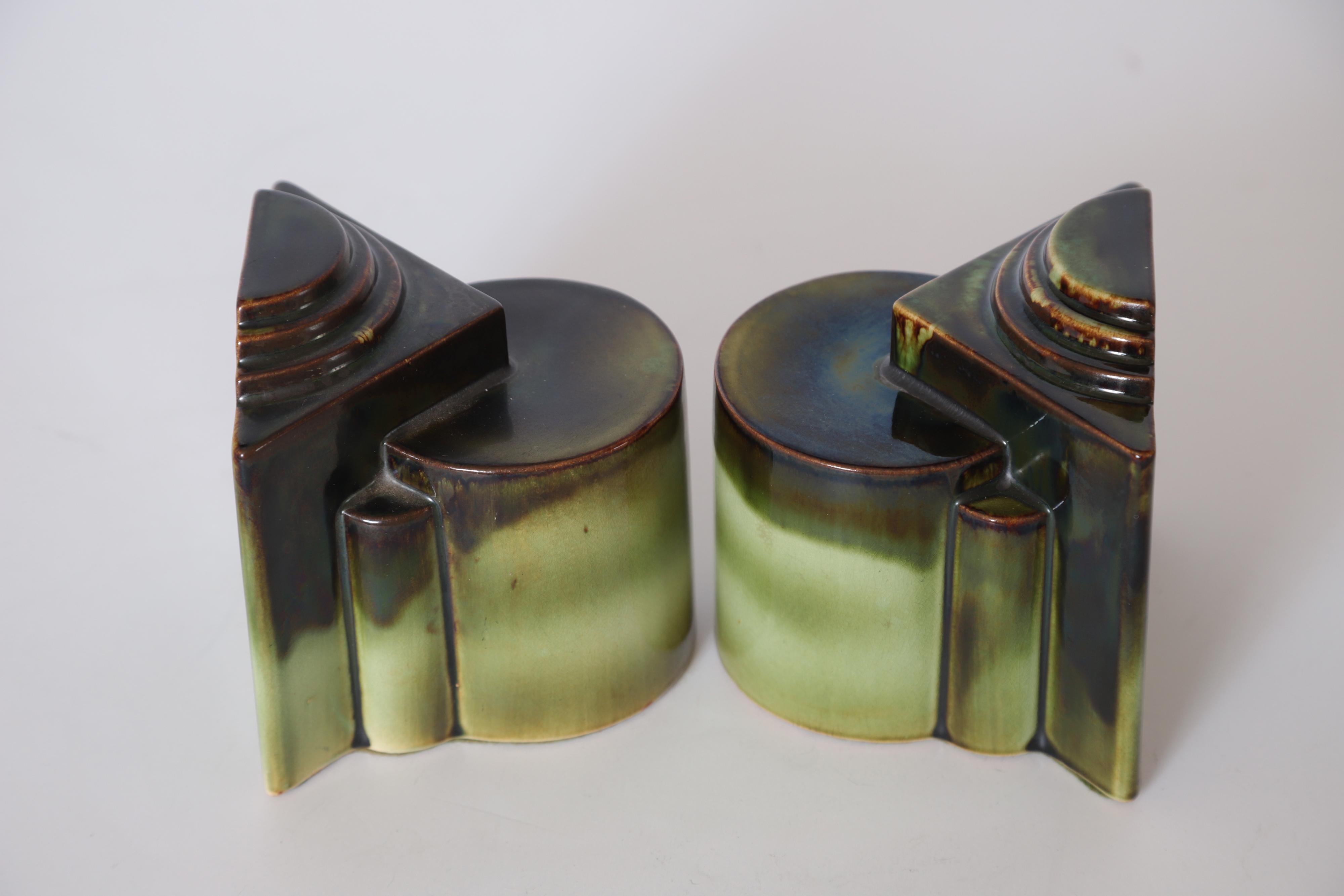 American Art Deco Gale Turnbull for Leigh Potters Bookends, circa 1929, Leigh Art Ware