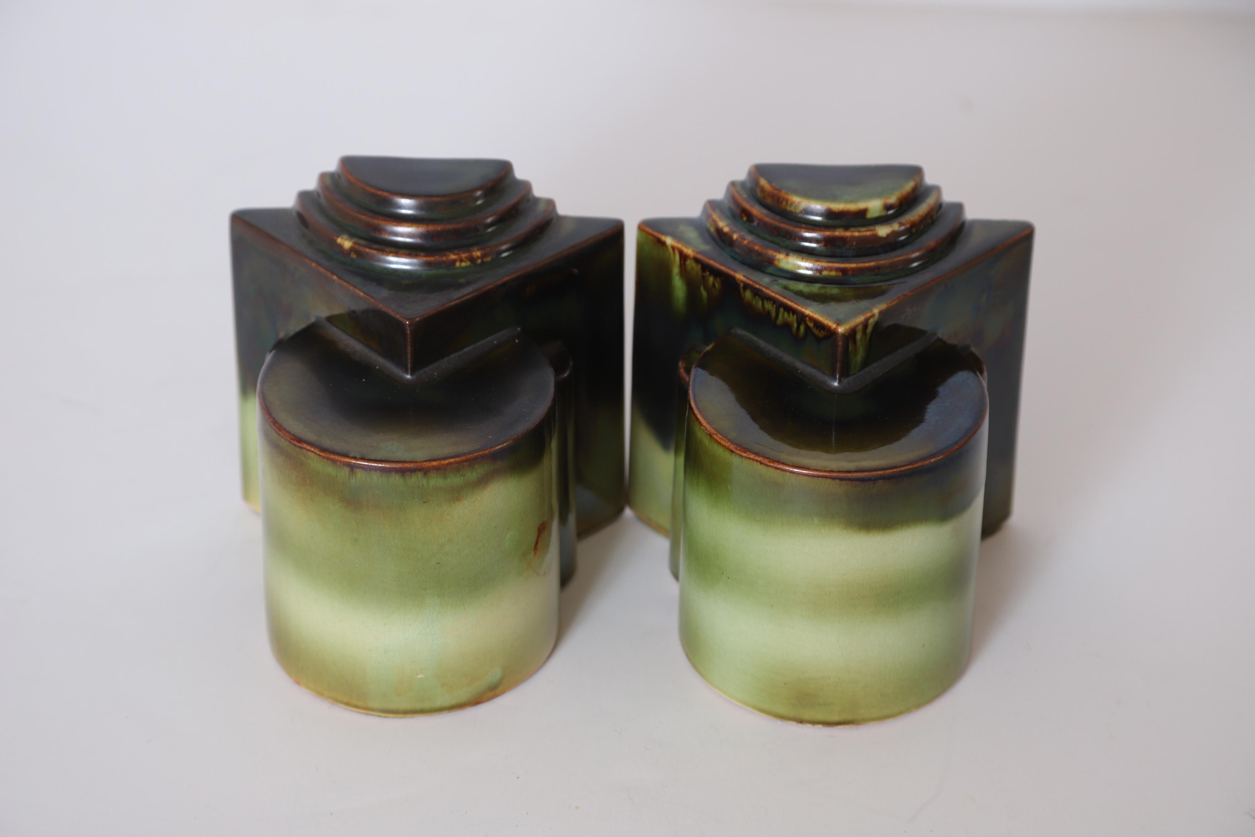 Mid-20th Century Art Deco Gale Turnbull for Leigh Potters Bookends, circa 1929, Leigh Art Ware