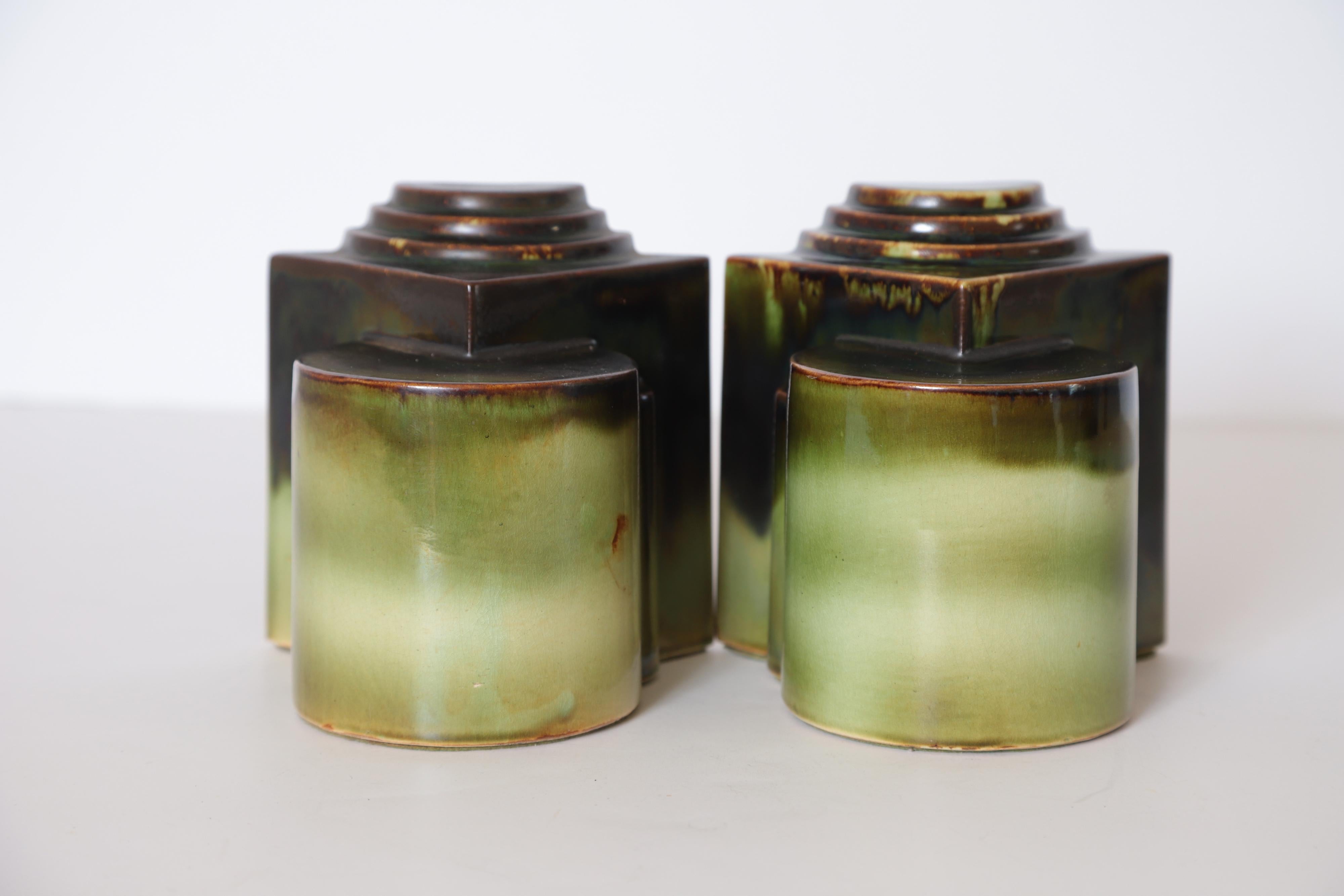 Earthenware Art Deco Gale Turnbull for Leigh Potters Bookends, circa 1929, Leigh Art Ware