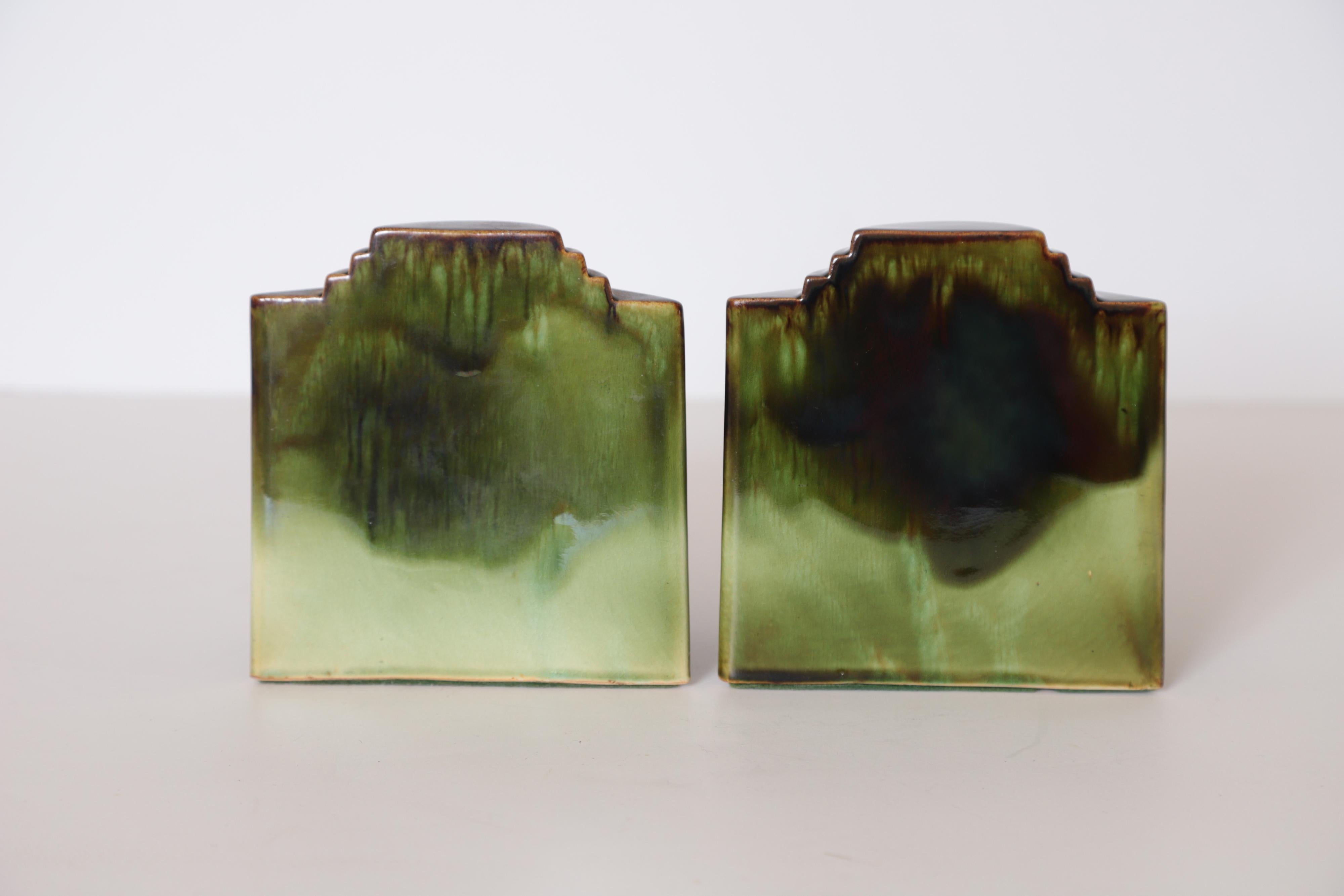 Art Deco Gale Turnbull for Leigh Potters Bookends, circa 1929, Leigh Art Ware 1