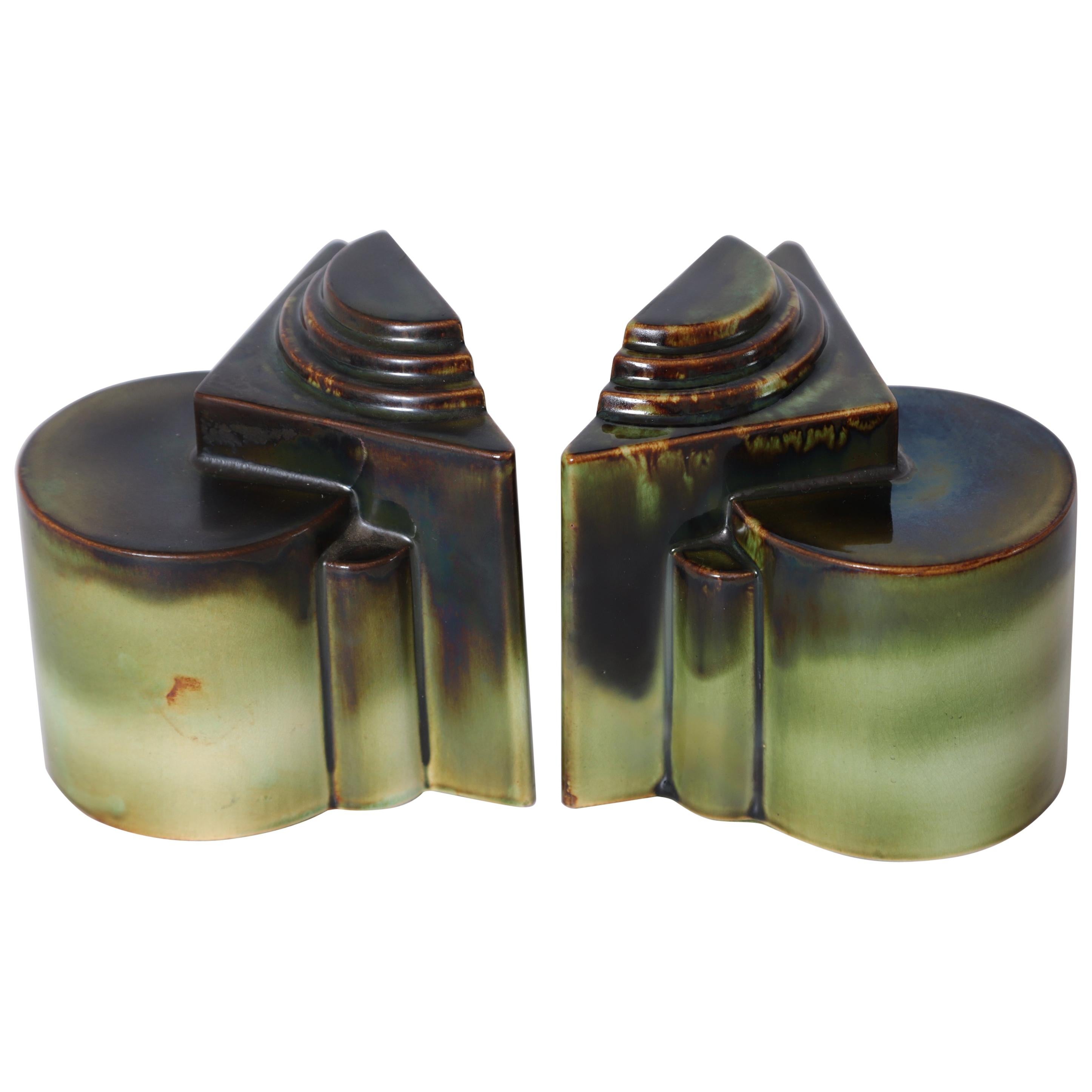 Art Deco Gale Turnbull for Leigh Potters Bookends, circa 1929, Leigh Art Ware