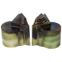 Vintage Art Deco Gale Turnbull for Leigh Potters Bookends, circa 1929, Leigh Art Ware