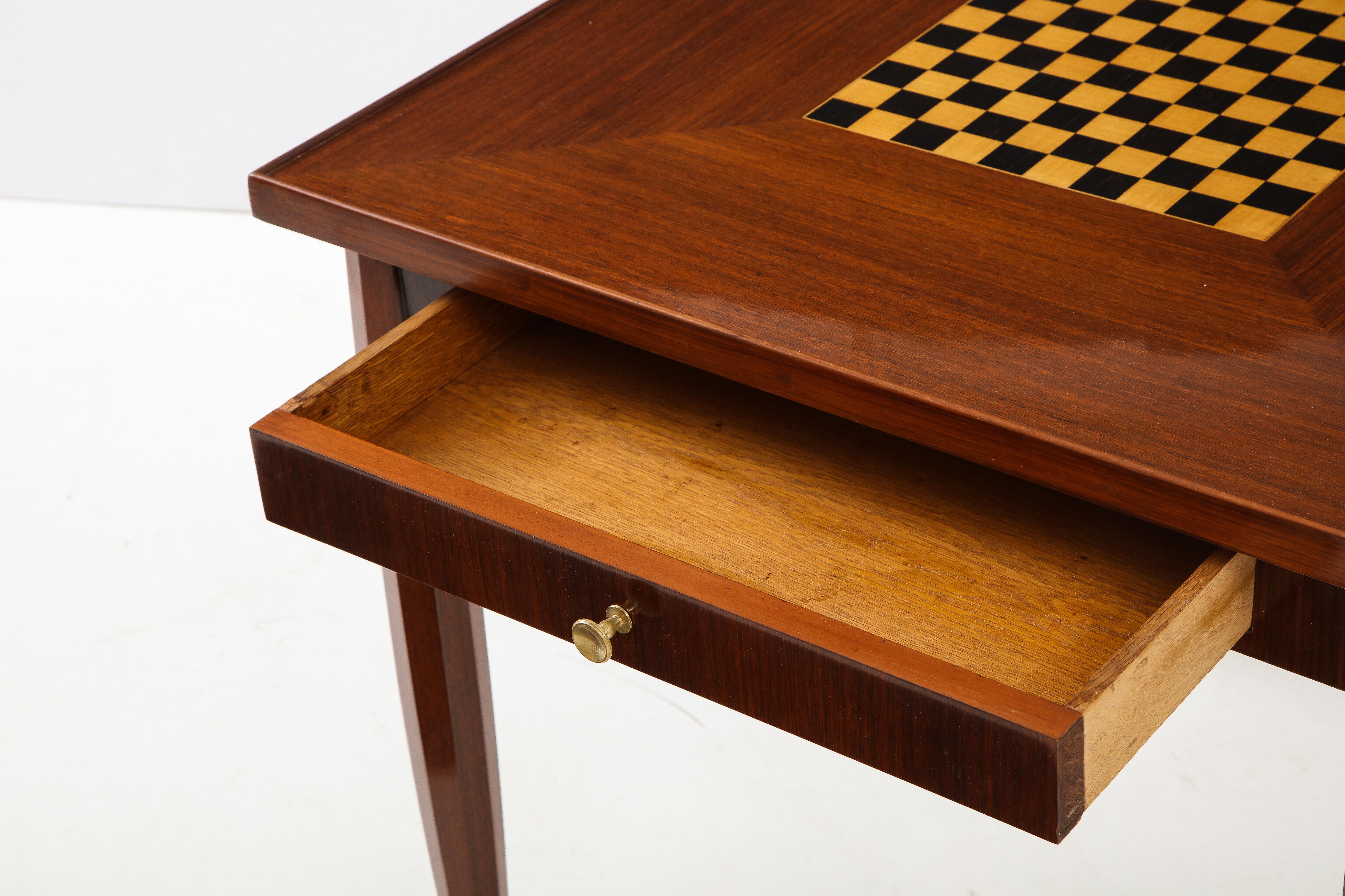 Mahogany Art Deco Game Table, Signed Jules Leleu For Sale