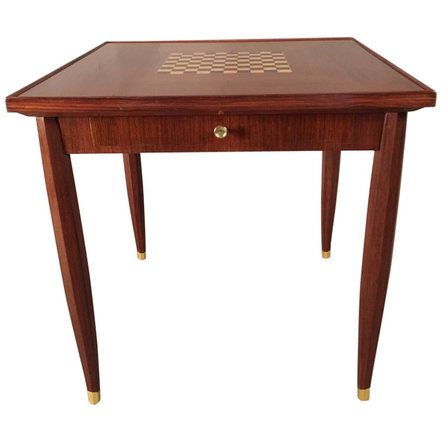 Art Deco Game Table, Signed Jules Leleu For Sale