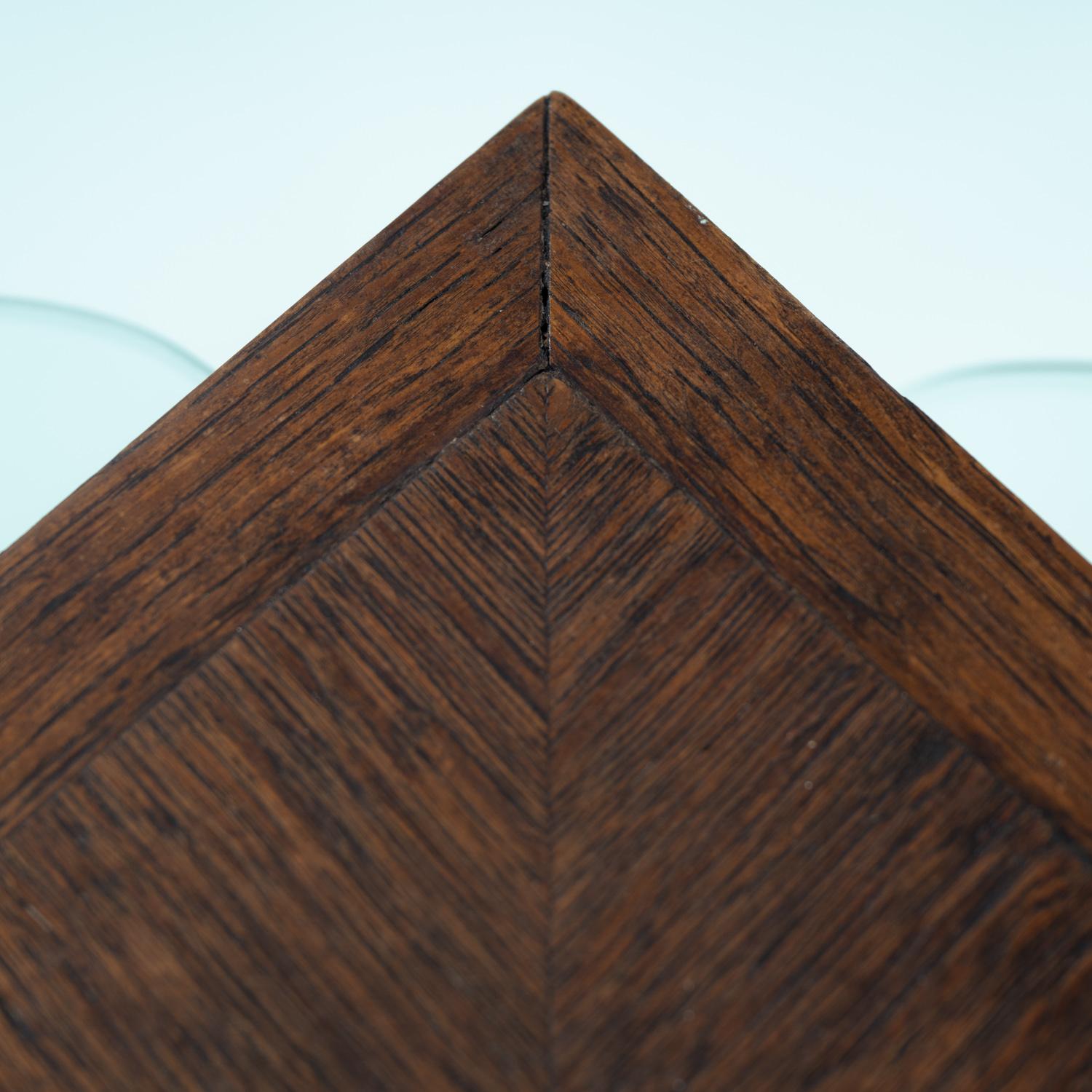 Parquetry Art deco game table with extendable glass tops, the Netherlands1920s For Sale