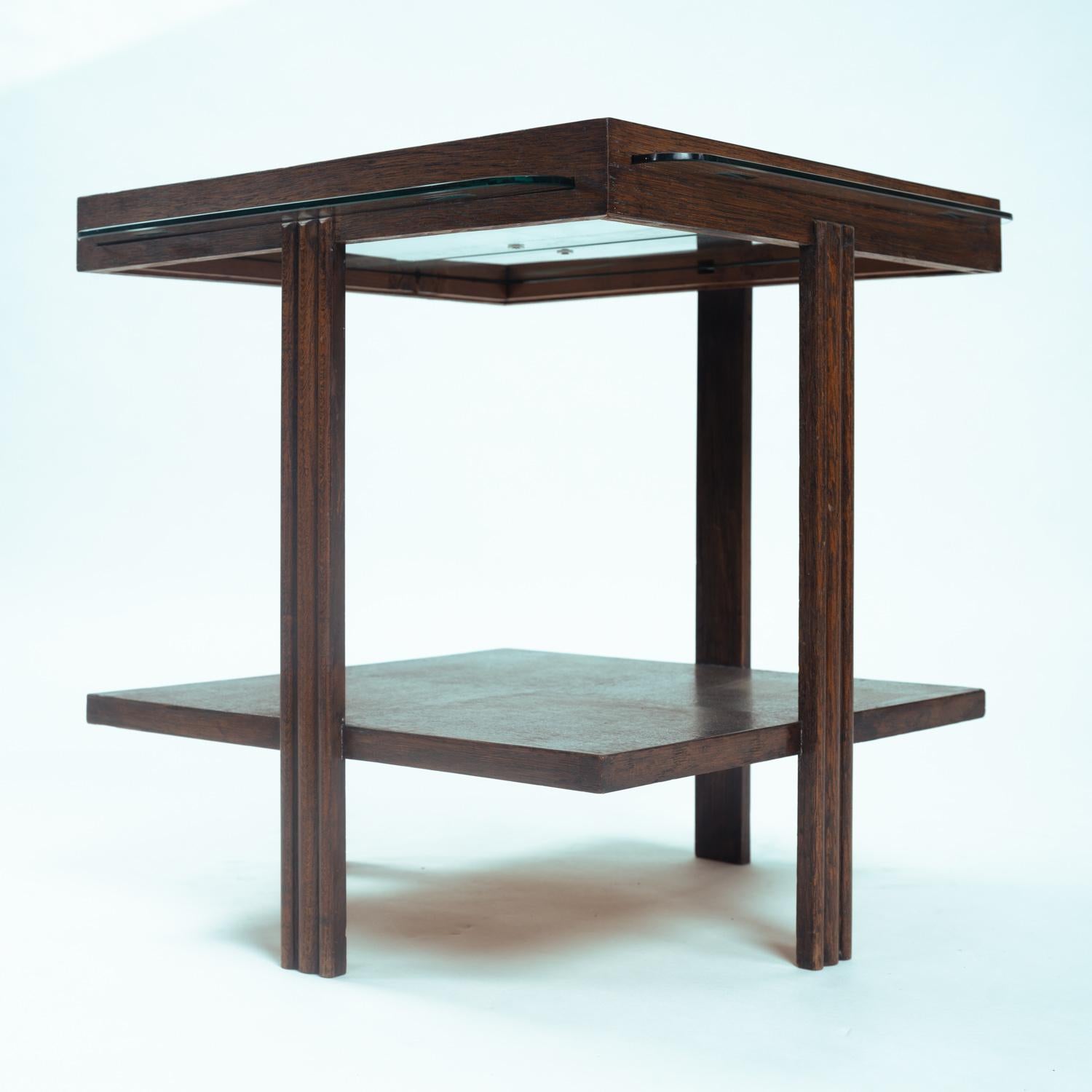 Early 20th Century Art deco game table with extendable glass tops, the Netherlands1920s For Sale
