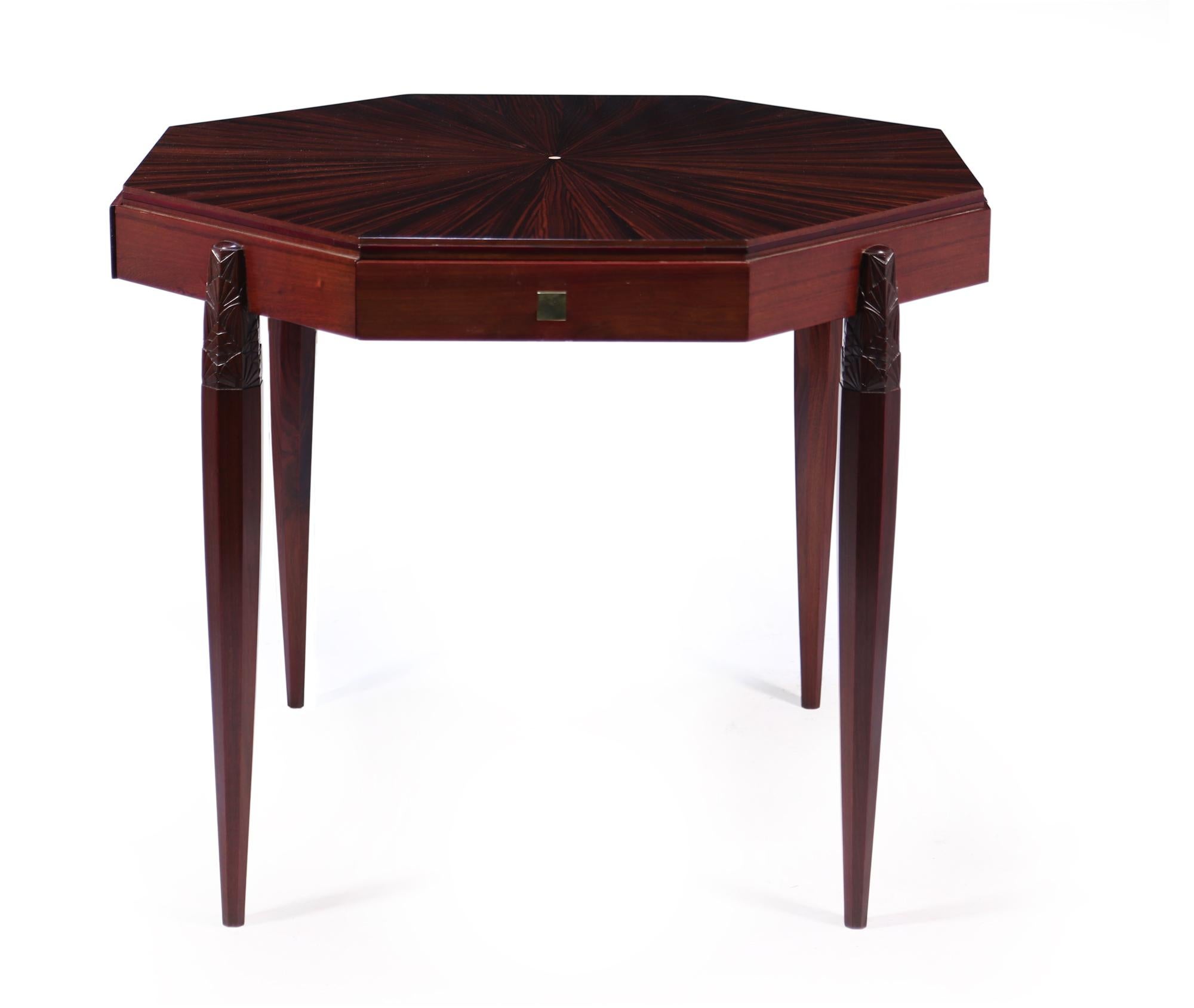 French Art Deco Games Table in Macassar Ebony