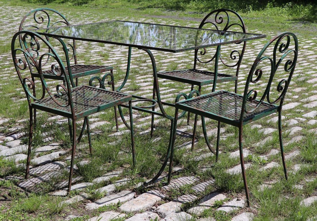 Art Deco Garden Patio Dining Set in the Style of Salterini For Sale 10