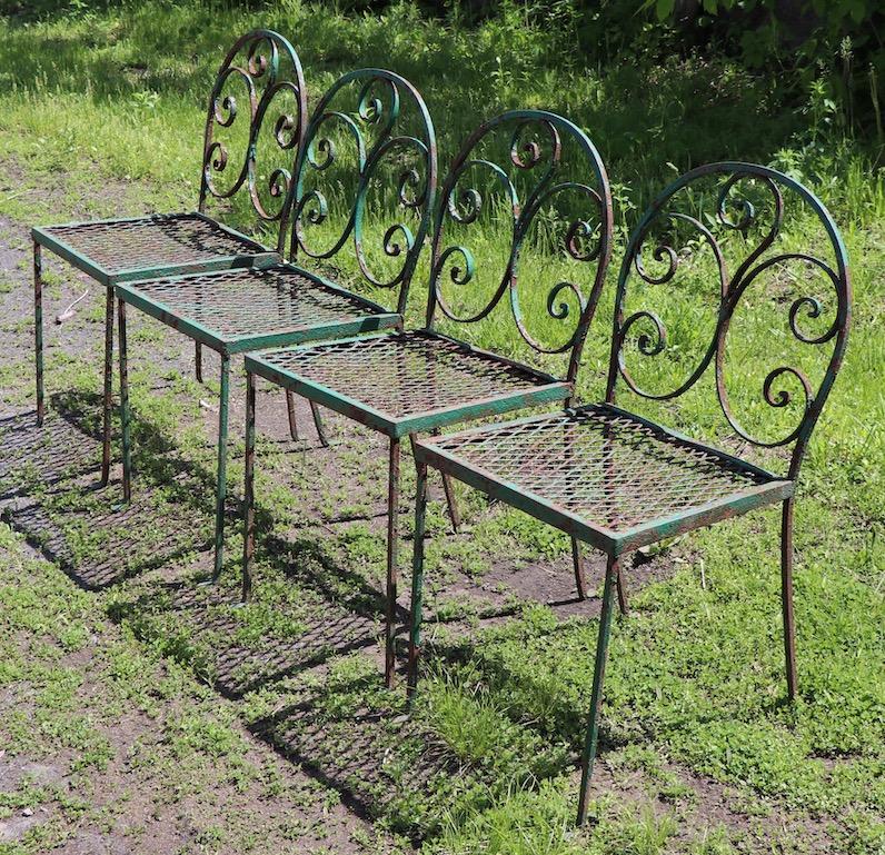Glass Art Deco Garden Patio Dining Set in the Style of Salterini For Sale