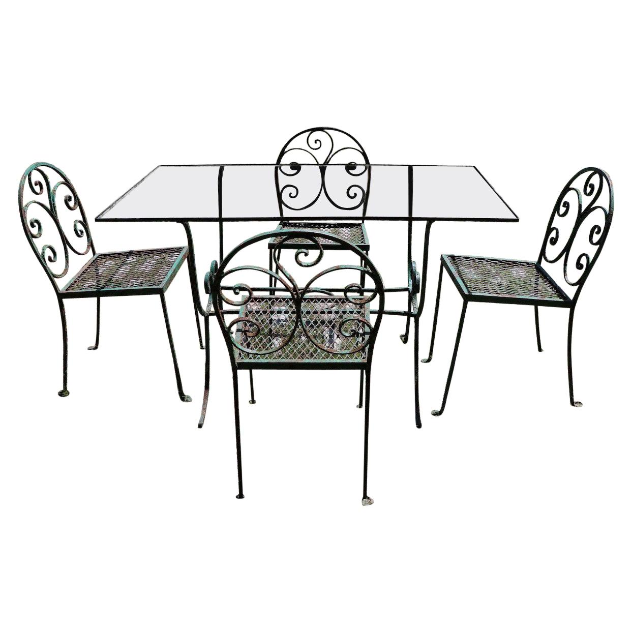 Art Deco Garden Patio Dining Set in the Style of Salterini For Sale