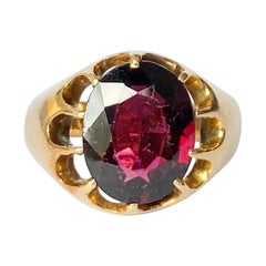 Art Deco Garnet and 18 Carat Gold Signet Ring