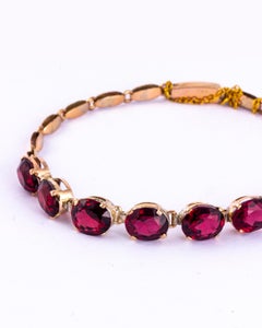Art Deco Garnet and 9 Carat Gold Bracelet