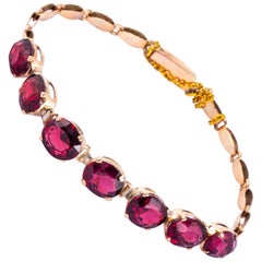 Art Deco Garnet and 9 Carat Gold Bracelet