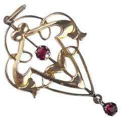 Art Deco Garnet and 9 Carat Gold Pendant