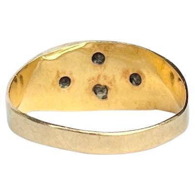 Art-Déco-Ring aus 18 Karat Gold mit Granat und Diamant im Angebot 1