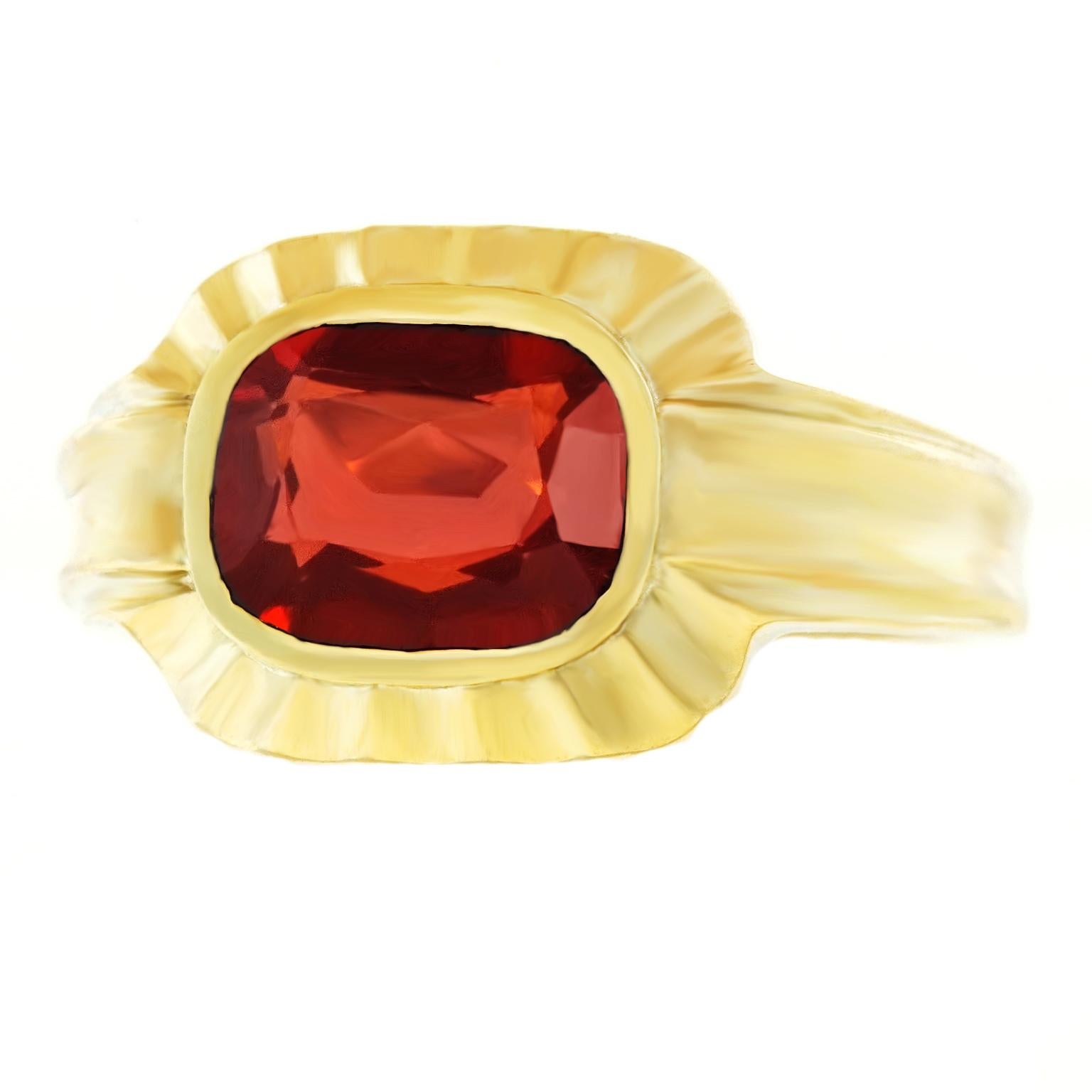 Art Deco Garnet Set Gold Ring
