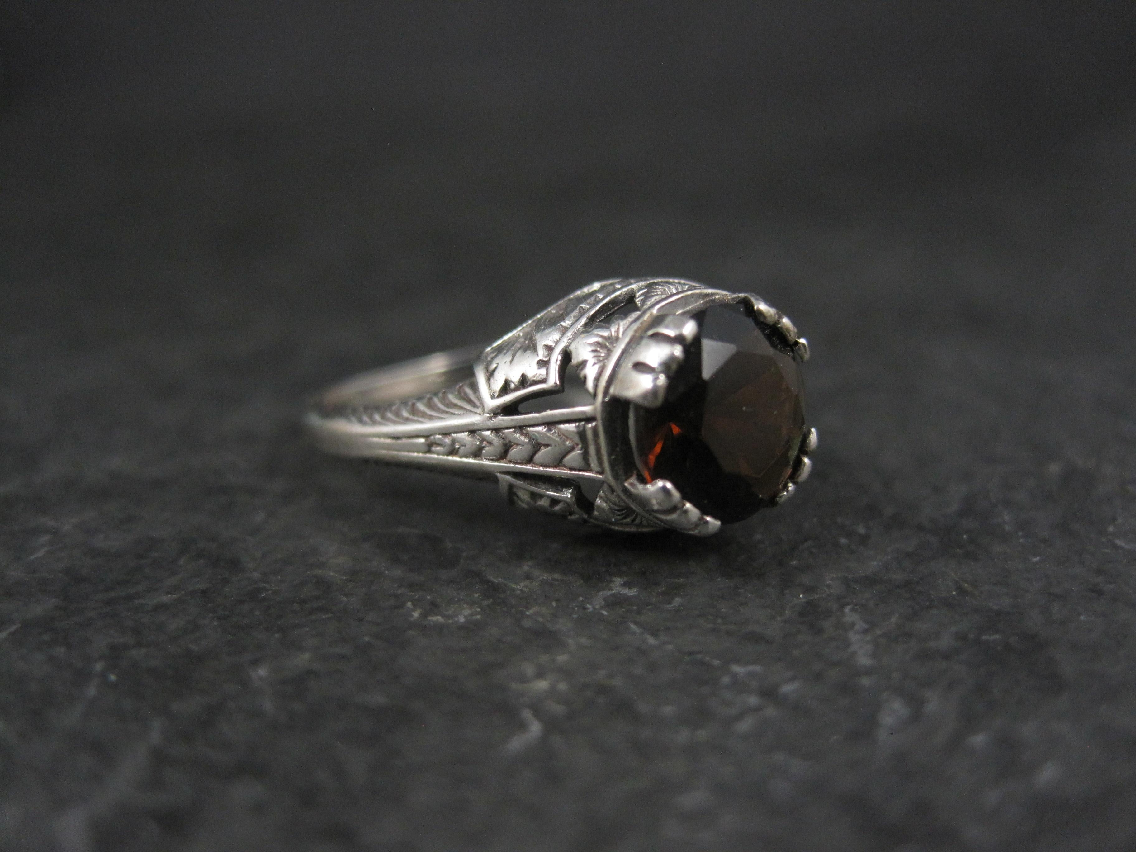 Taille ronde Bague solitaire grenat Art déco Taille 5.5 en vente
