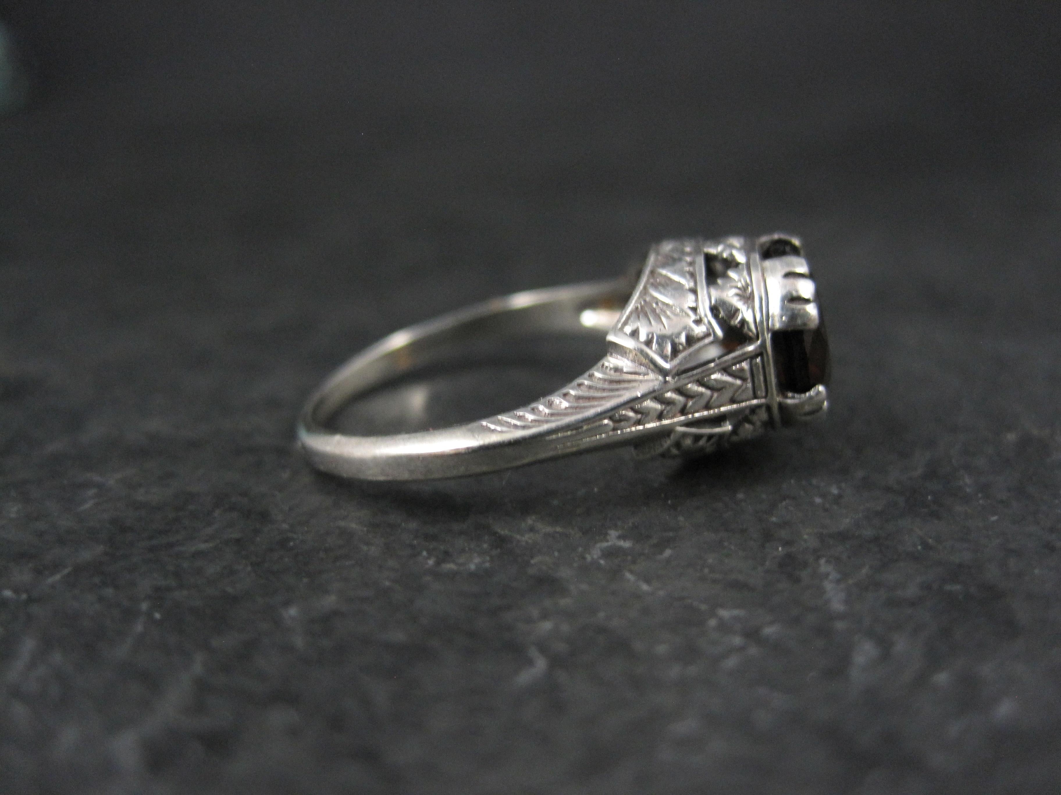 Bague solitaire grenat Art déco Taille 5.5 Excellent état - En vente à Webster, SD