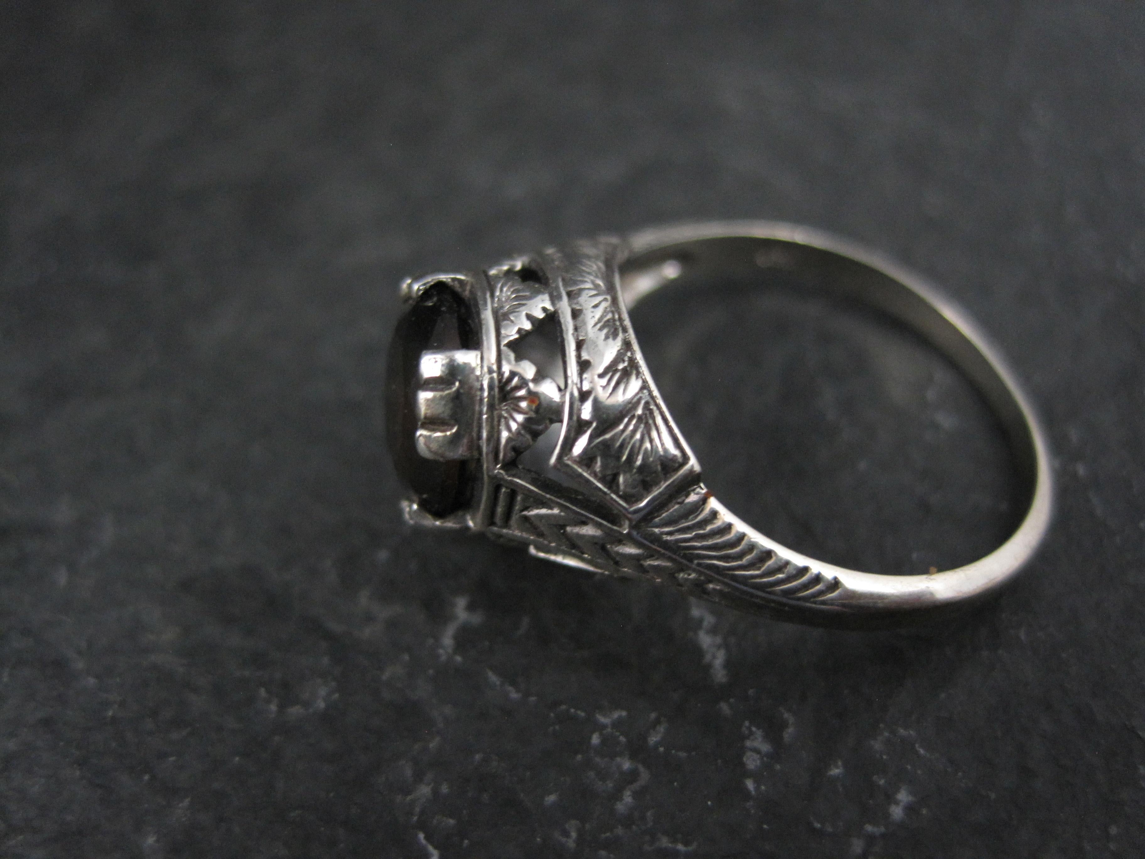 Bague solitaire grenat Art déco Taille 5.5 en vente 2