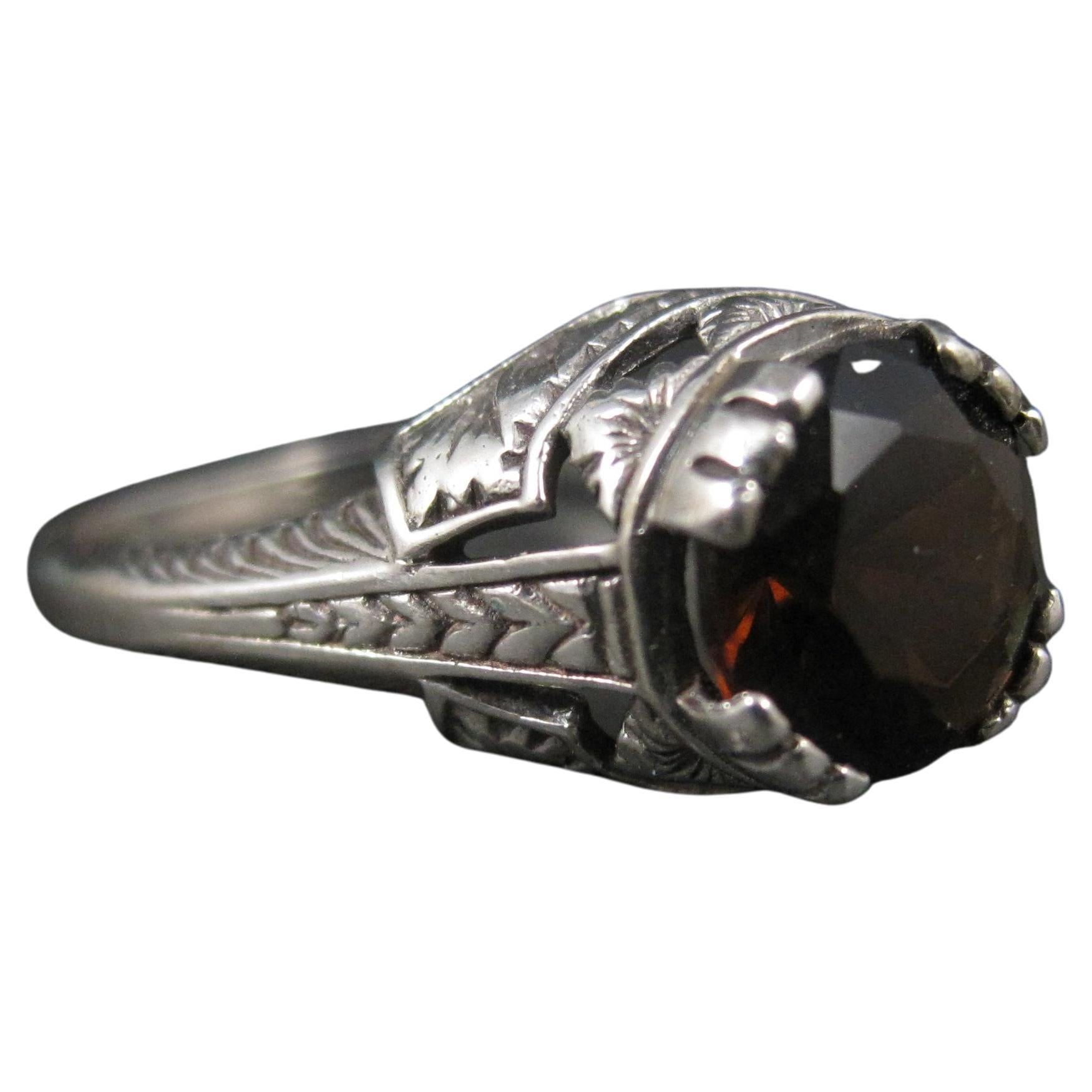 Anello solitario in granato Art Deco misura 5,5