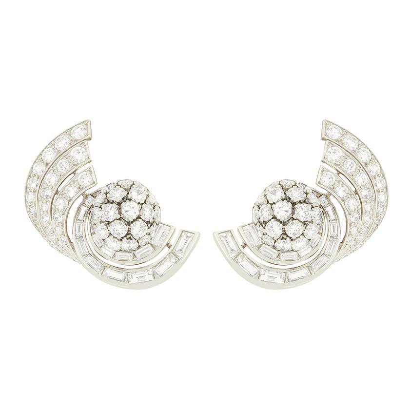 Pendientes de diamantes Art Decó Garrards de 7,40 ct, c.1920 en Bueno estado para la venta en London, GB