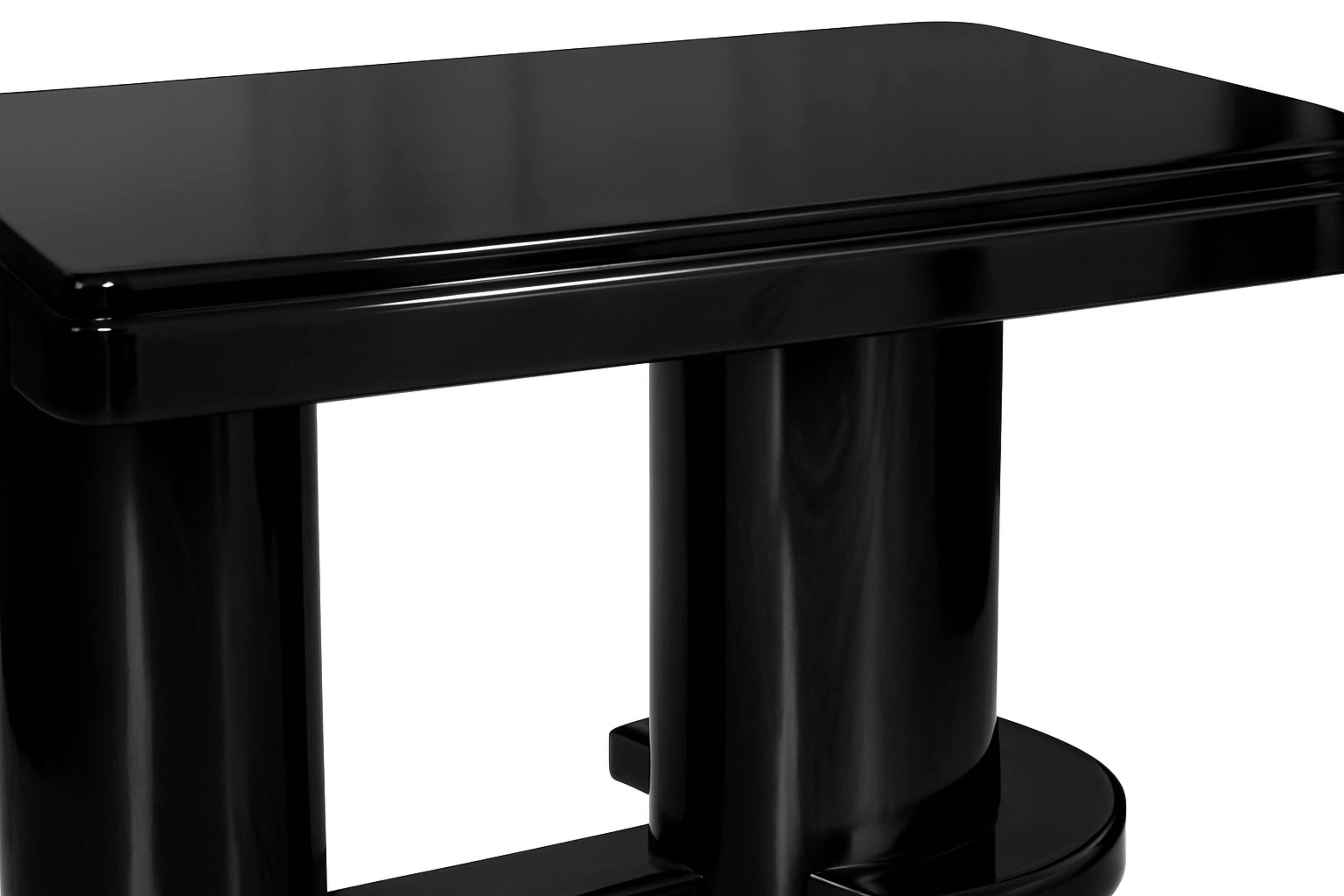 Mesa de Comedor Art Decó Nogal Laca Negra Francés en venta